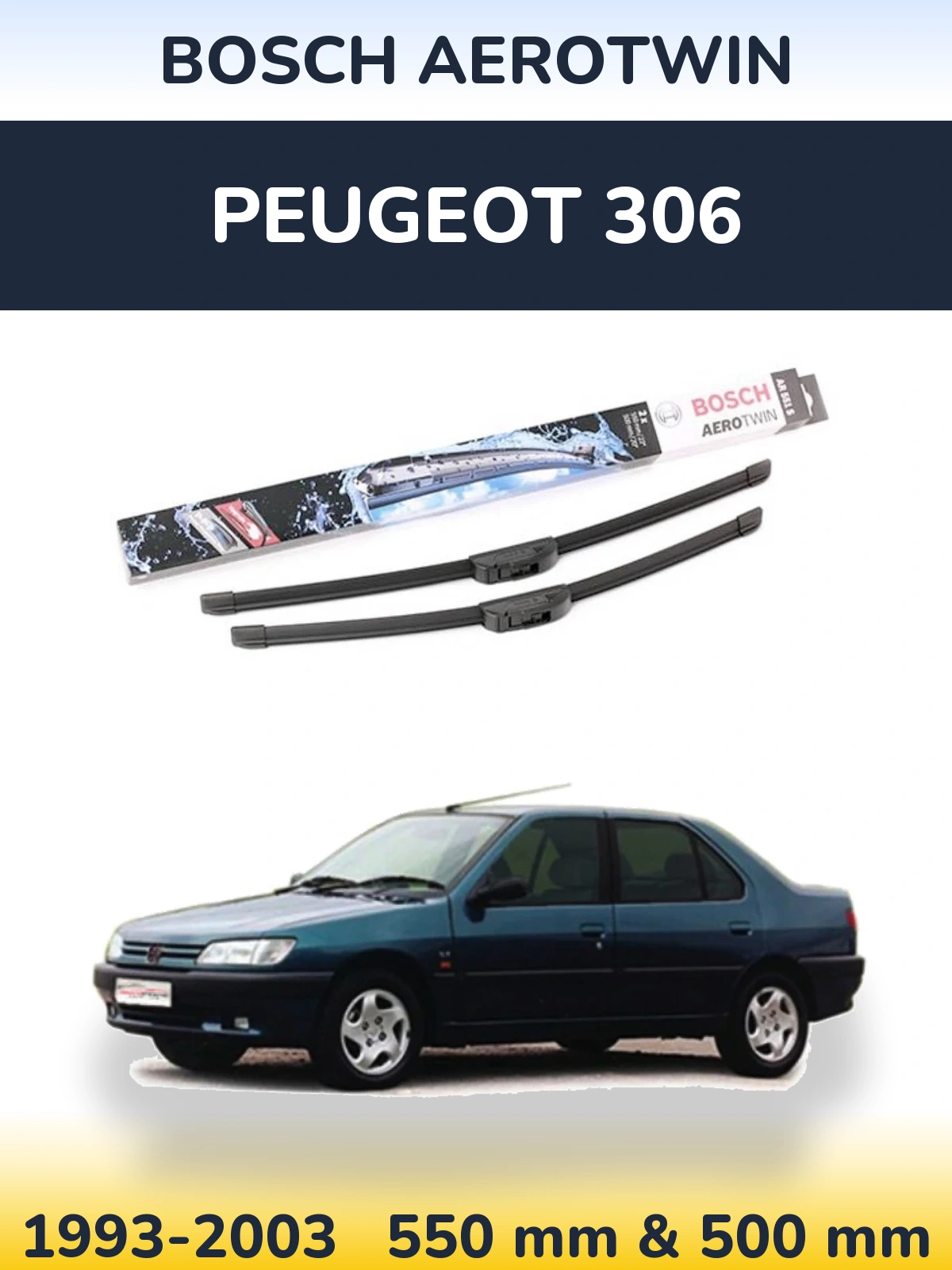 Комплект передніх щіток BOSCH AeroTwin 550 & 500 мм для Peugeot 306 1993-2003