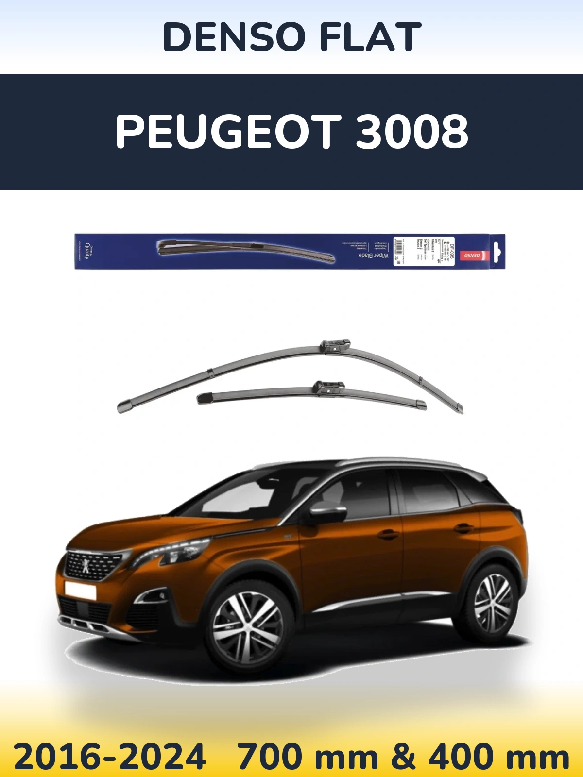 Sada předních stěračů Denso Flat 700 a 400 mm pro Peugeot 3008 2016-2024