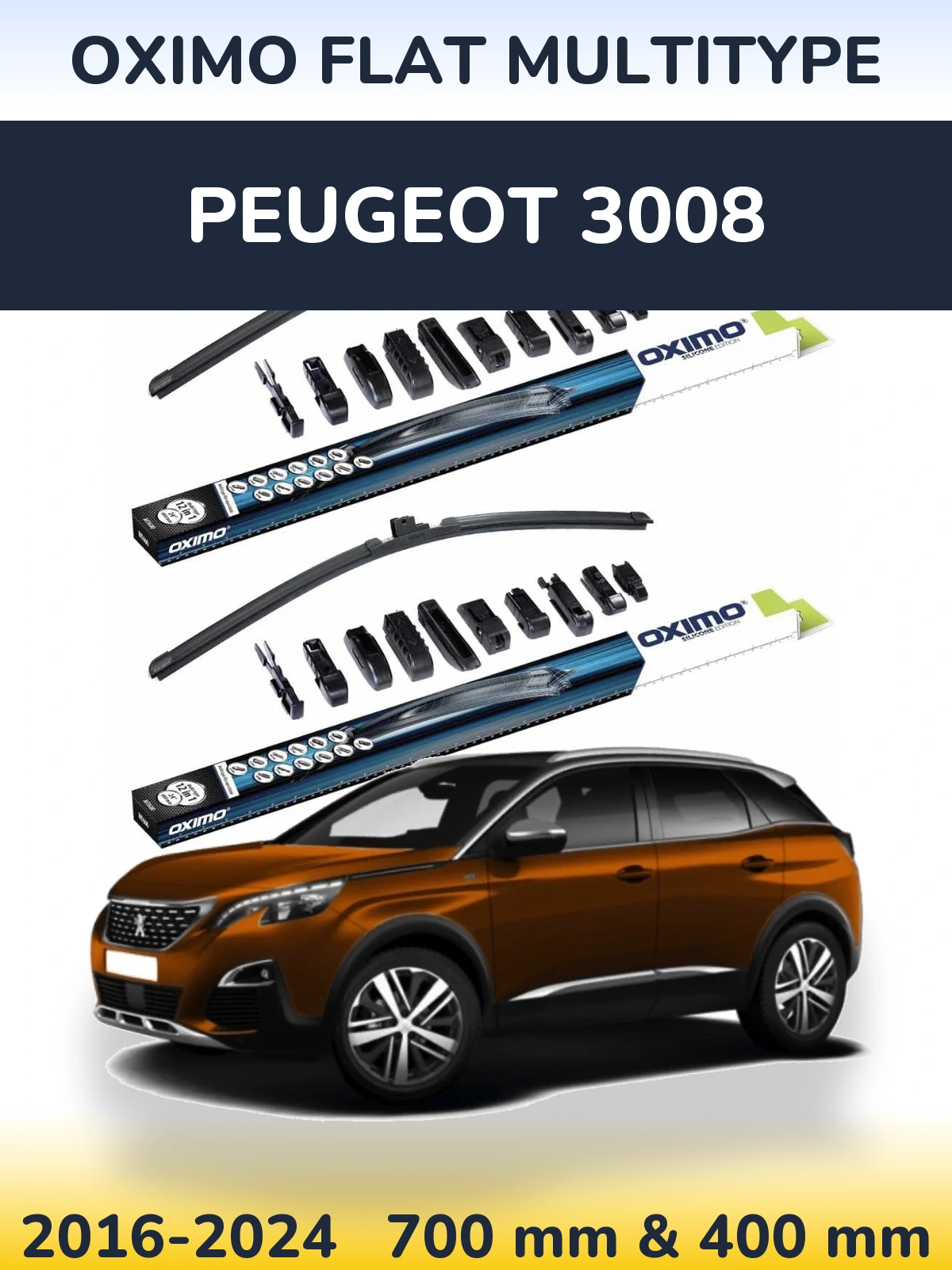 Sada předních stěračů Oximo Flat MultiType 700 a 400 mm pro Peugeot 3008 2016-2024