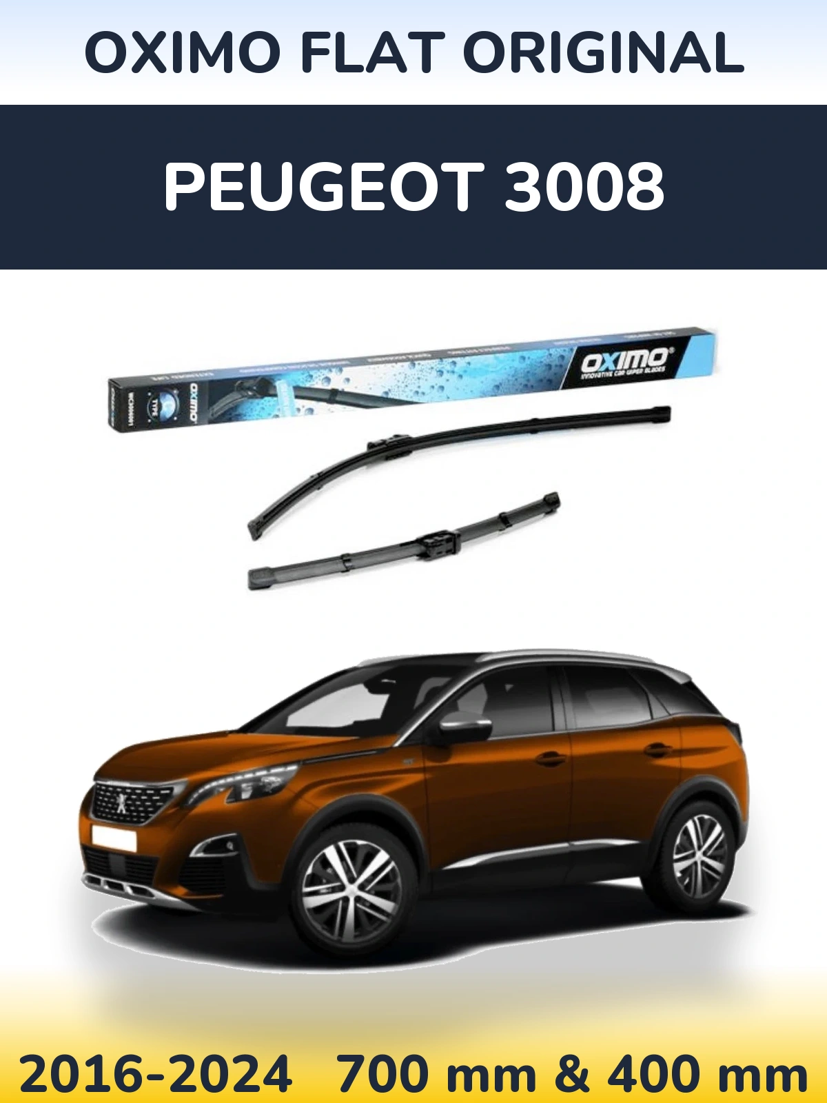 Sada předních stěračů Oximo Flat Original 700 a 400 mm pro Peugeot 3008 2016-2024