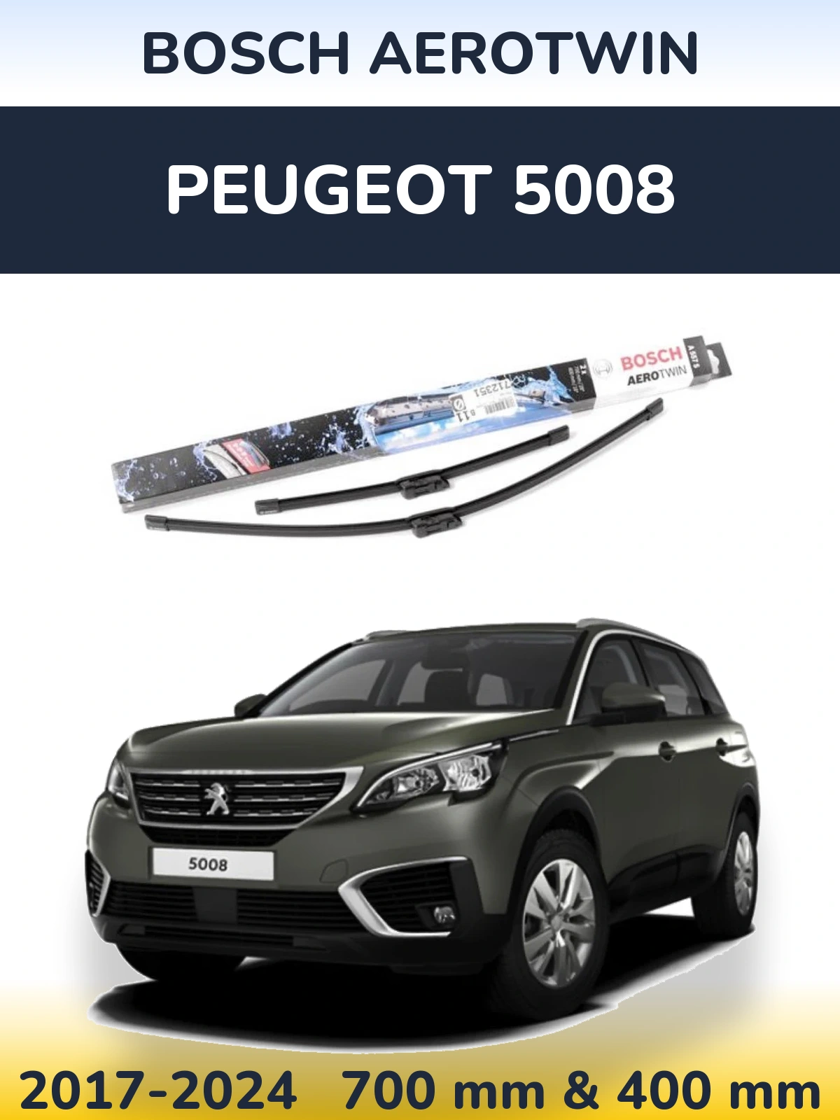 Комплект передніх щіток BOSCH AeroTwin 700 & 400 мм для Peugeot 5008 2017-2024