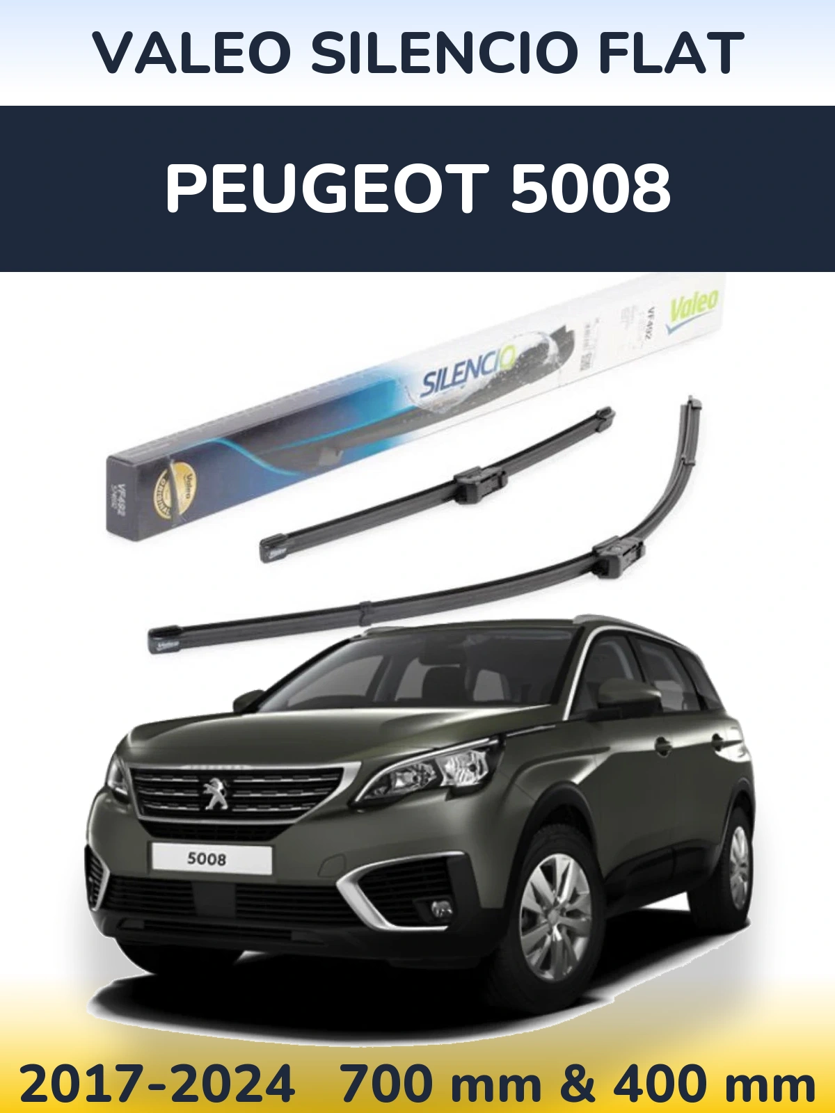 Комплект передніх щіток Valeo Silencio Flat 700 & 400 мм для Peugeot 5008 2017-2024