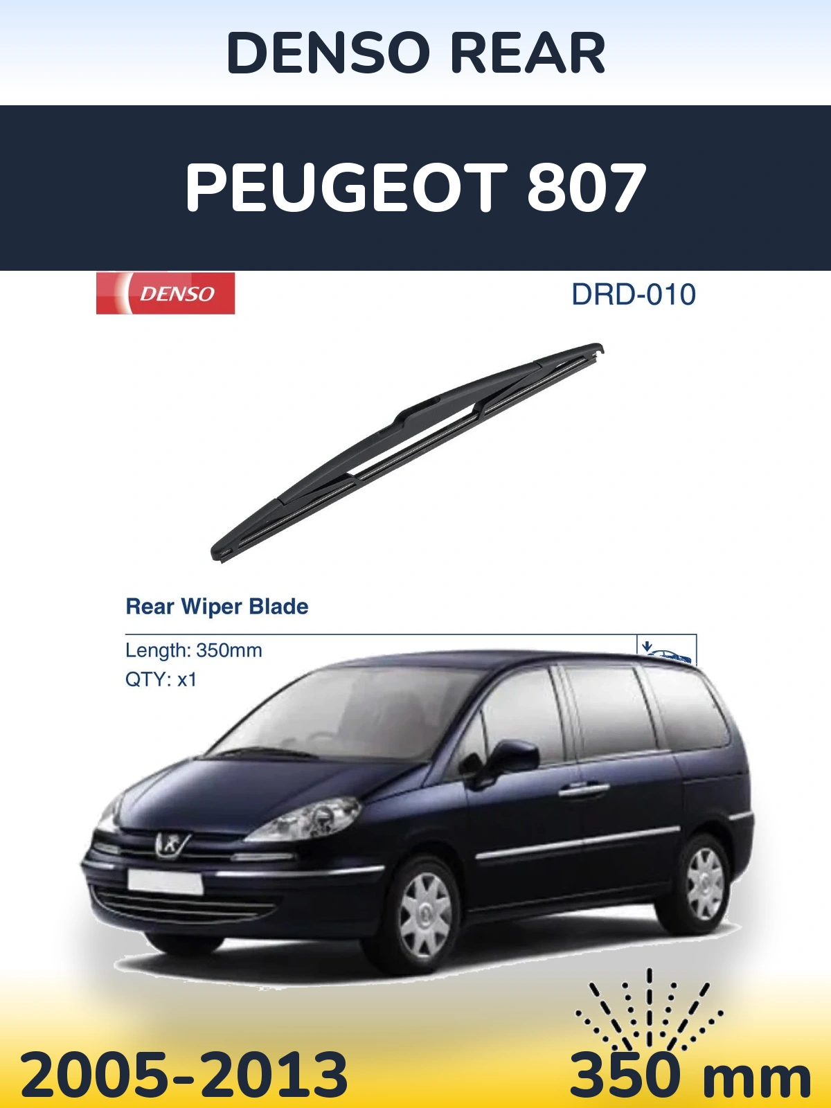 Zadní stěrač Denso Rear 350 mm pro Peugeot 807 2005-2013