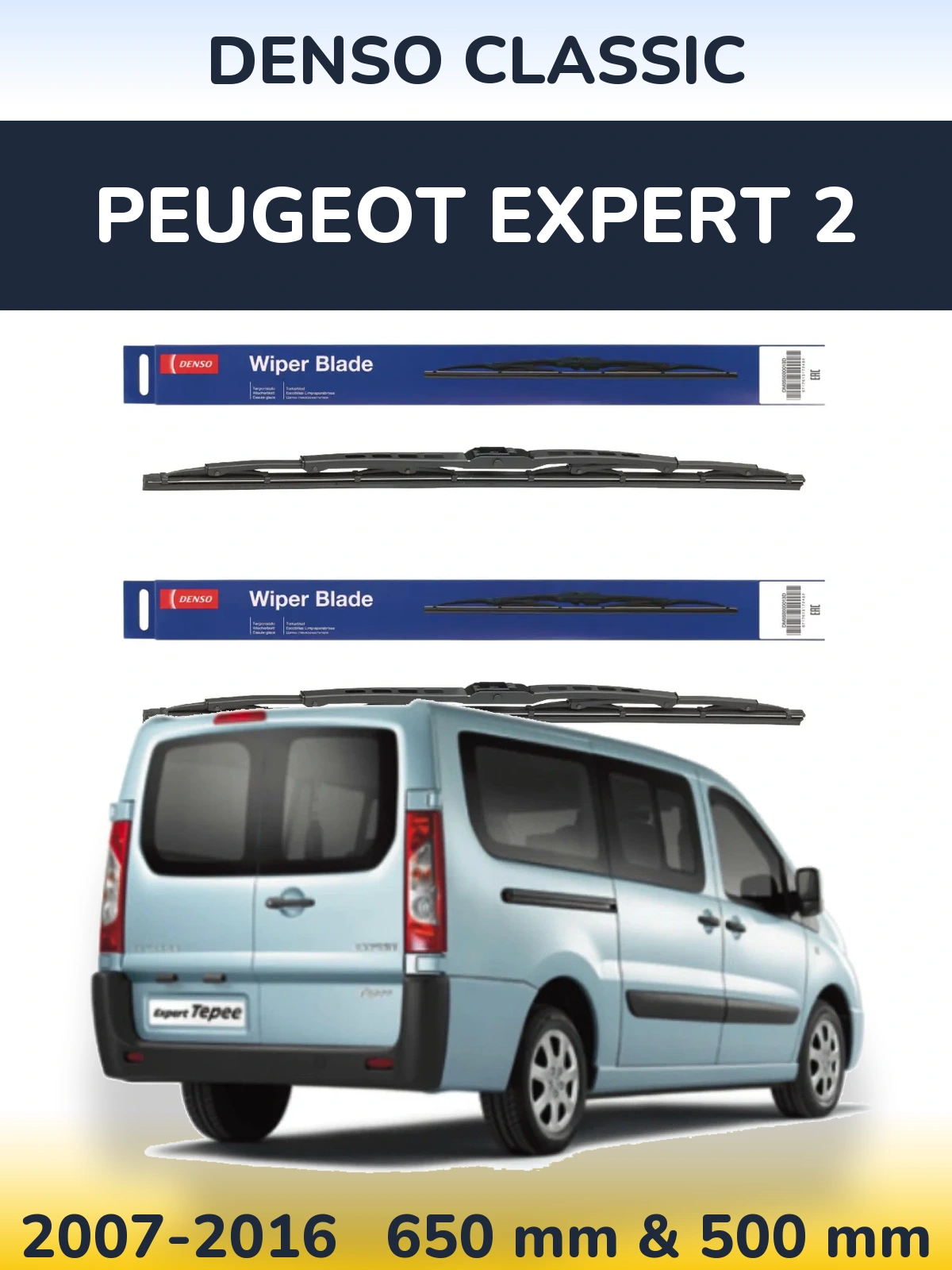 Sada předních stěračů Denso Classic 650 a 500 mm pro Peugeot Expert 2 2007-2016
