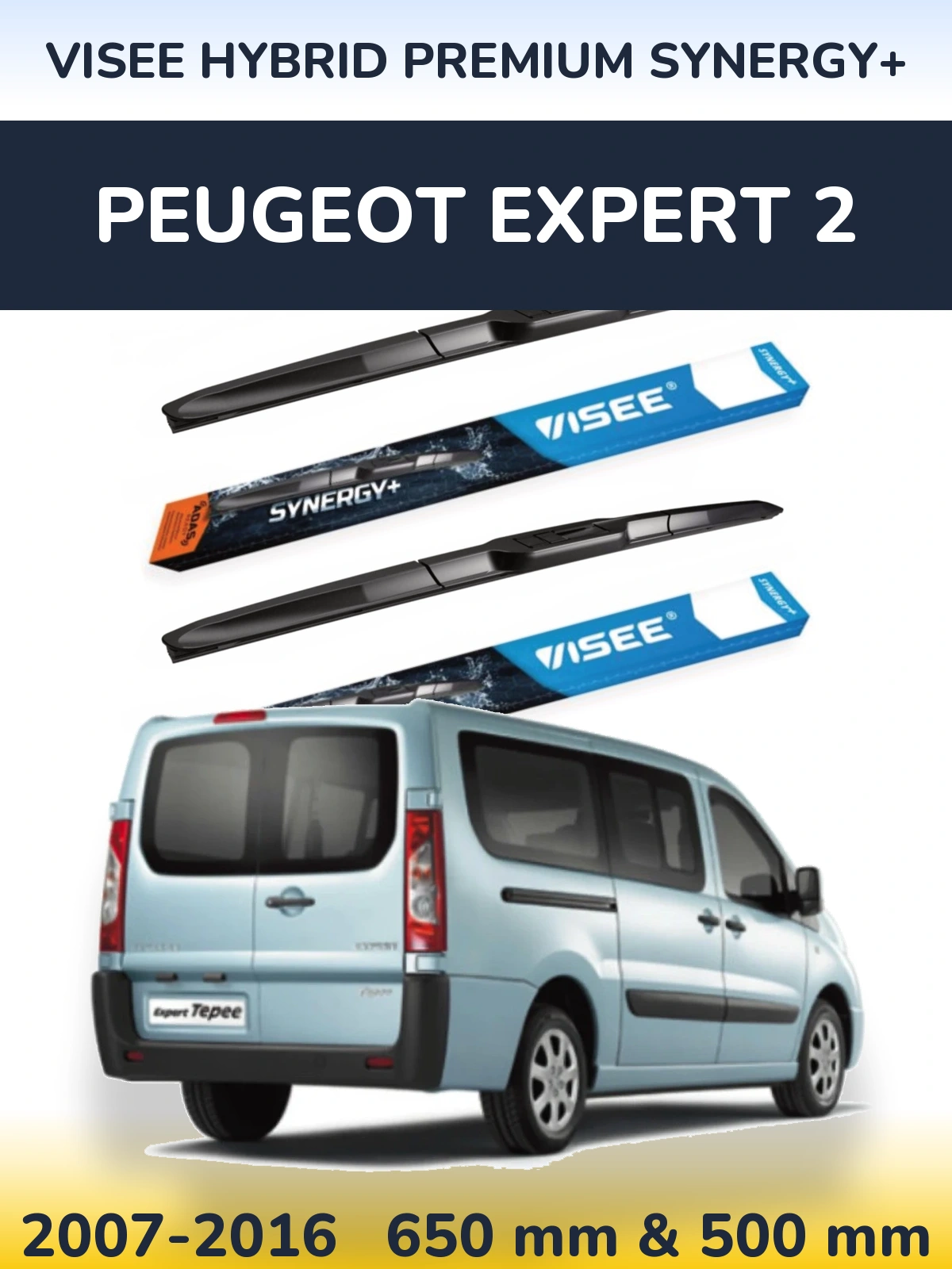 Sada předních stěračů VISEE HYBRID PREMIUM SYNERGY+ 650 a 500 mm pro Peugeot Expert 2 2007-2016