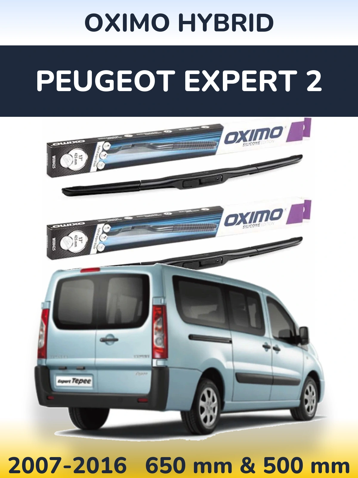 Sada předních stěračů Oximo Hybrid 650 a 500 mm pro Peugeot Expert 2 2007-2016