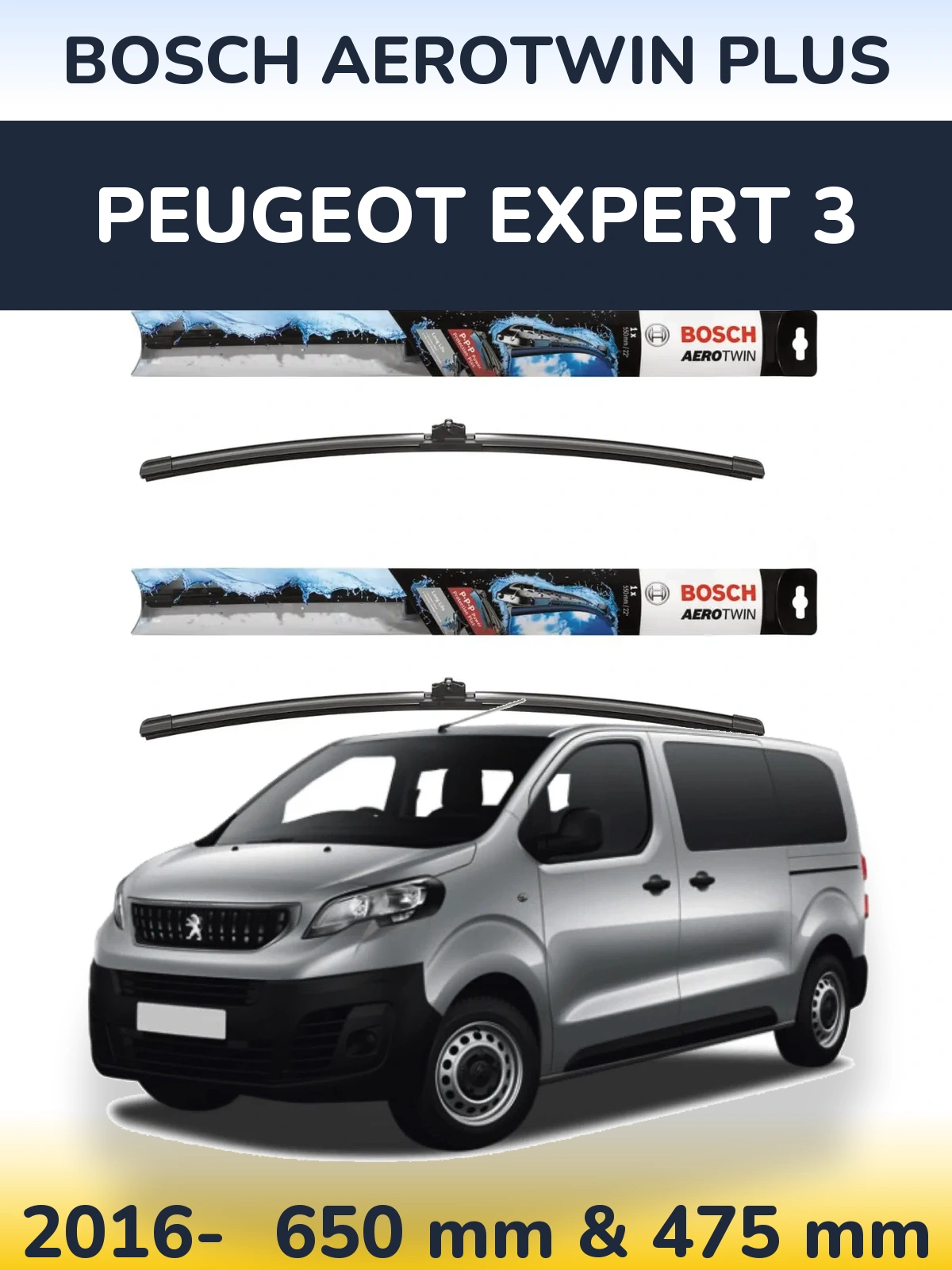 Sada předních stěračů BOSCH AeroTwin Plus 650 a 475 mm pro Peugeot Expert 3 2016-2026