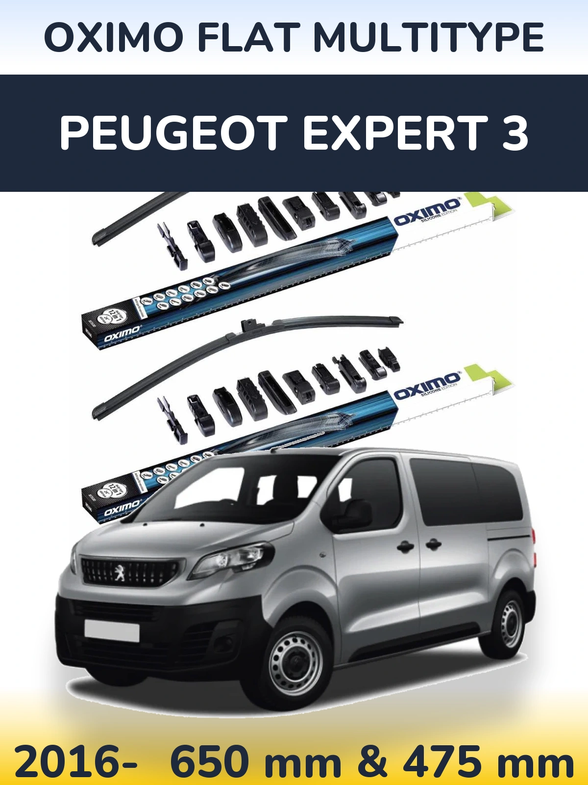 Sada předních stěračů Oximo Flat MultiType 650 a 475 mm pro Peugeot Expert 3 2016-2026