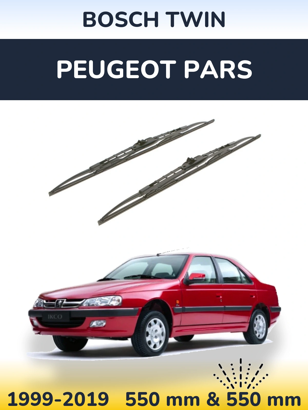 Sada předních stěračů BOSCH Twin 550 a 550 mm pro Peugeot Pars 1999-2019