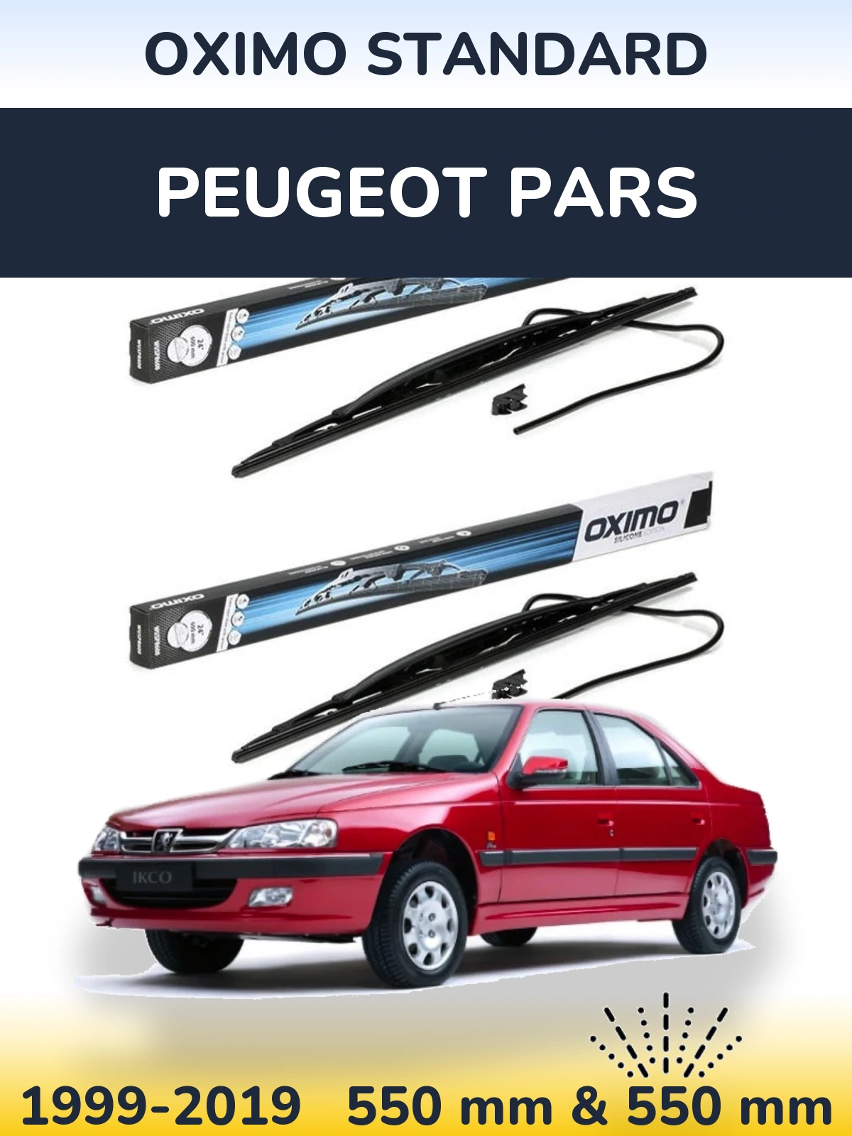 Sada předních stěračů Oximo Standard 550 a 550 mm pro Peugeot Pars 1999-2019