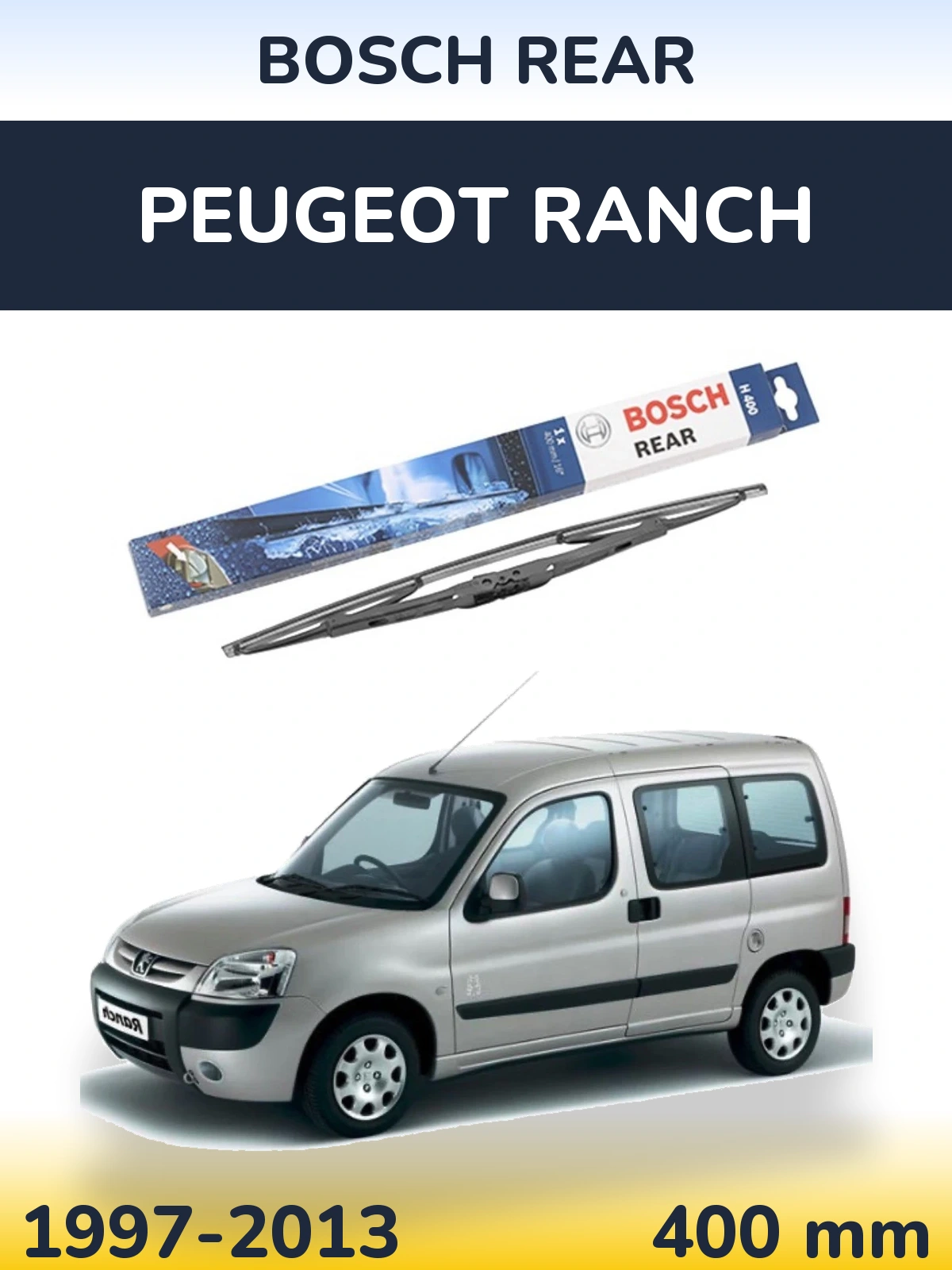 Zadní stěrač BOSCH Rear 400 mm pro Peugeot Ranch 1997-2013