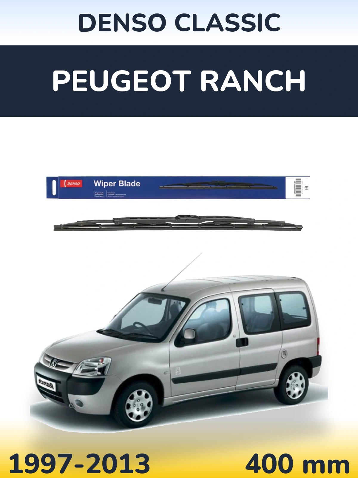 Zadní stěrač Denso Classic 400 mm pro Peugeot Ranch 1997-2013