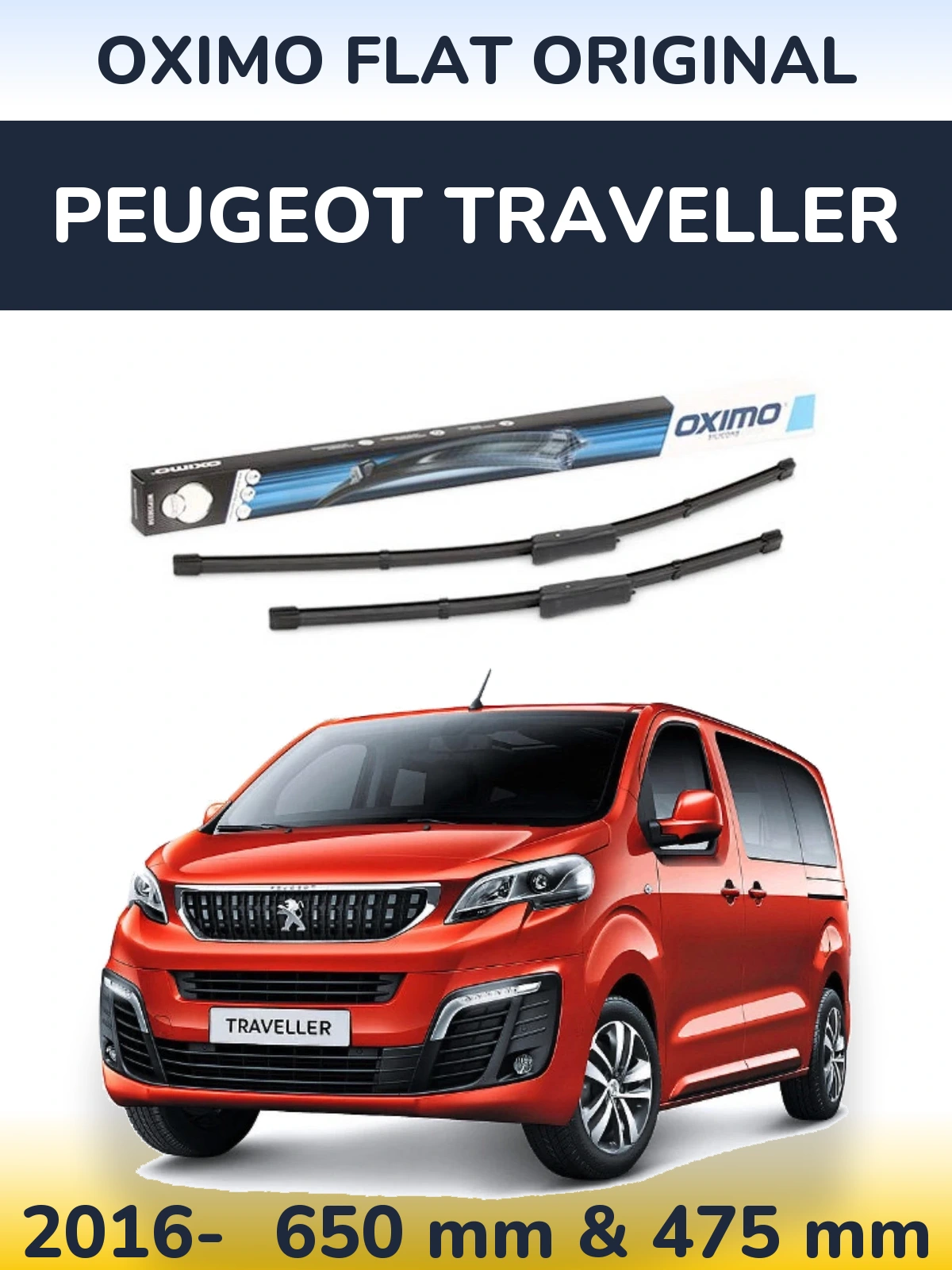 Sada předních stěračů Oximo Flat Original 650 a 475 mm pro Peugeot Traveller 2016-2026