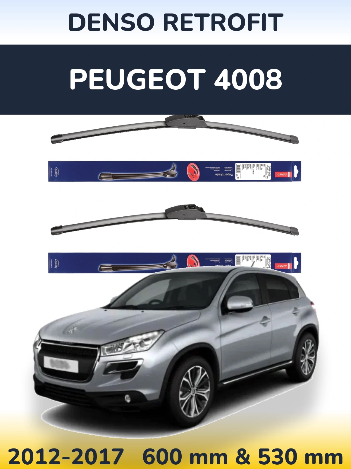 Sada předních stěračů Denso Retrofit 600 a 530 mm pro Peugeot 4008 2012-2017
