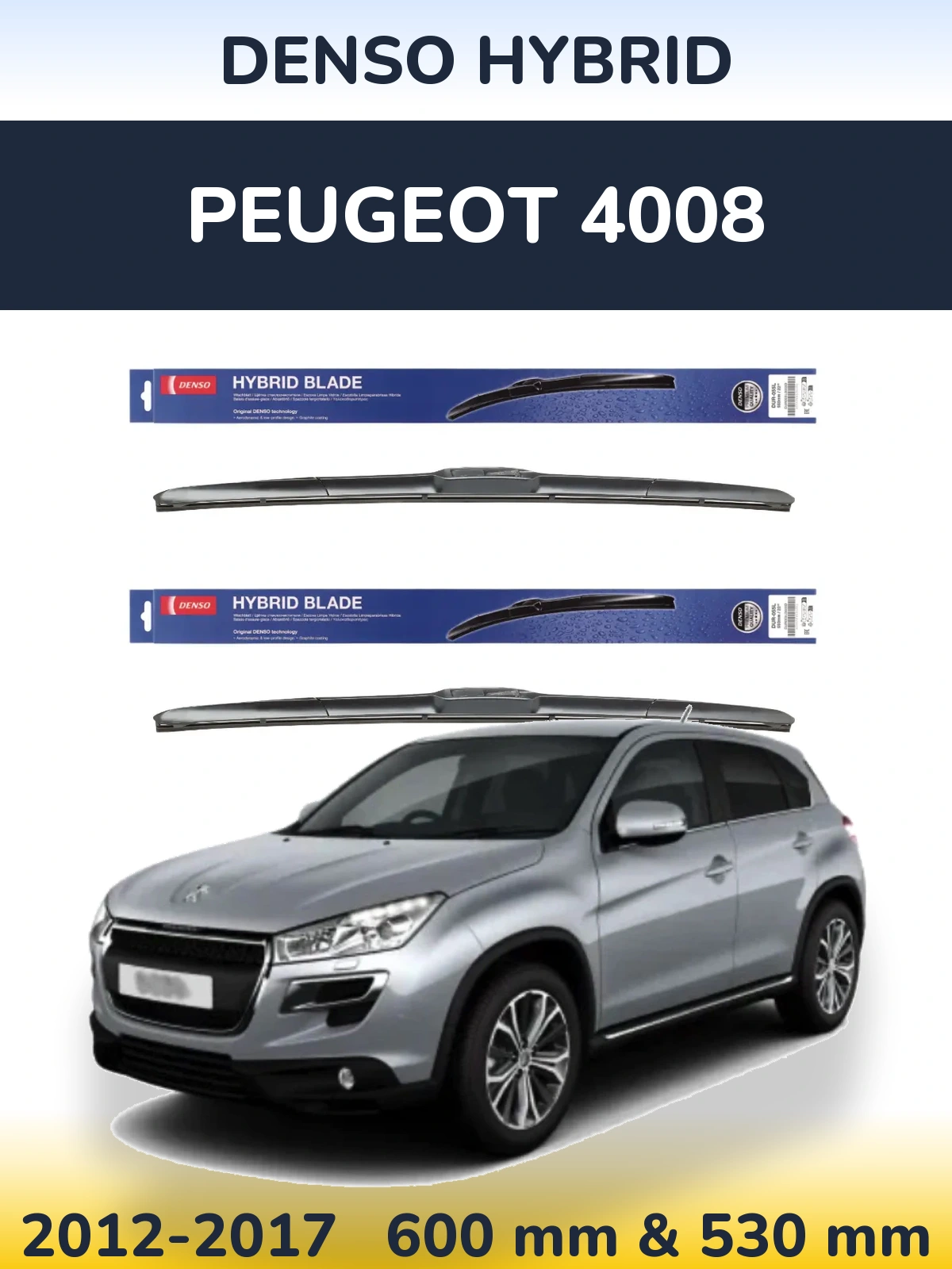 Sada předních stěračů Denso Hybrid 600 a 530 mm pro Peugeot 4008 2012-2017