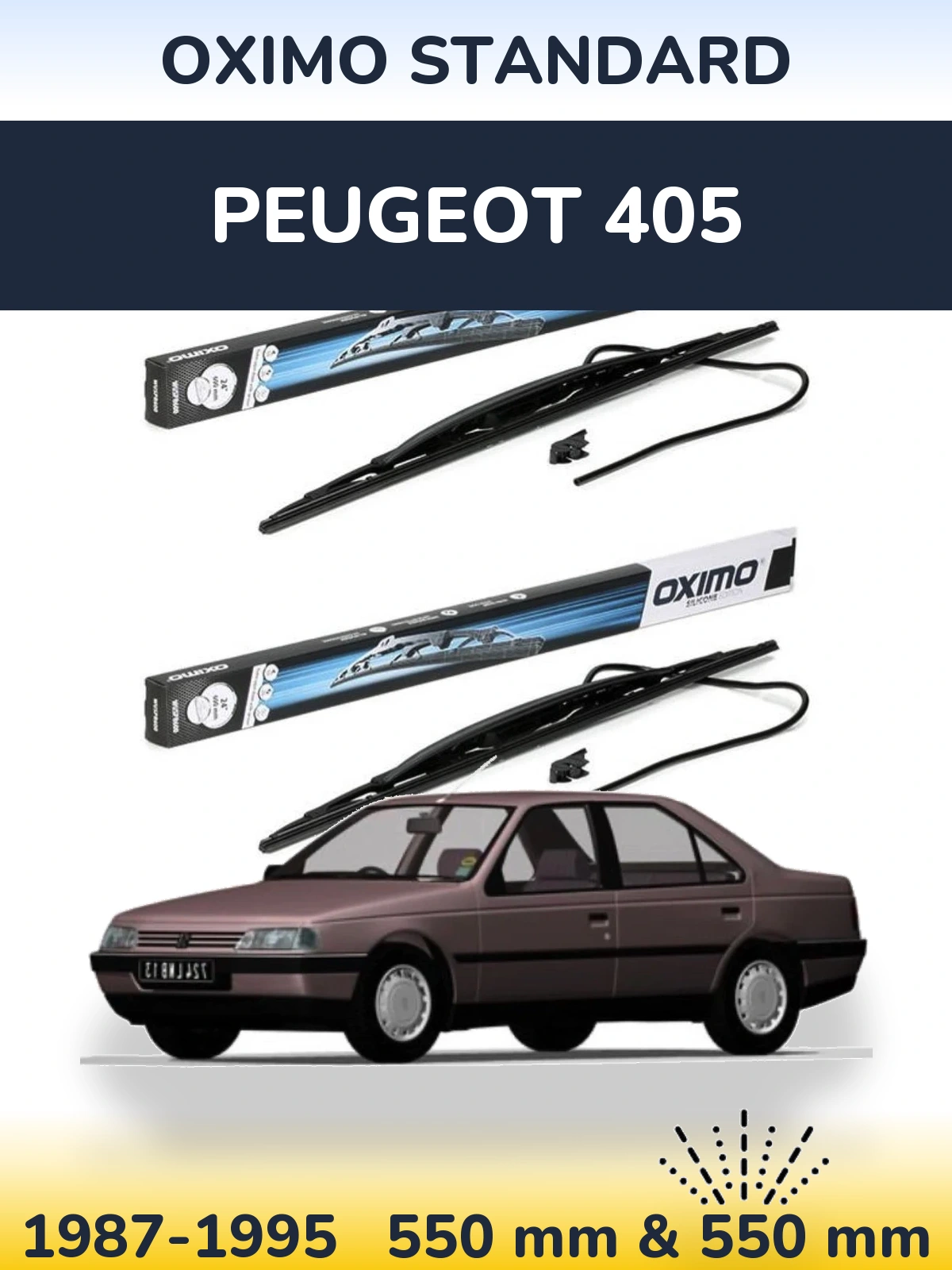 Sada předních stěračů Oximo Standard 550 a 550 mm pro Peugeot 405 1987-1995