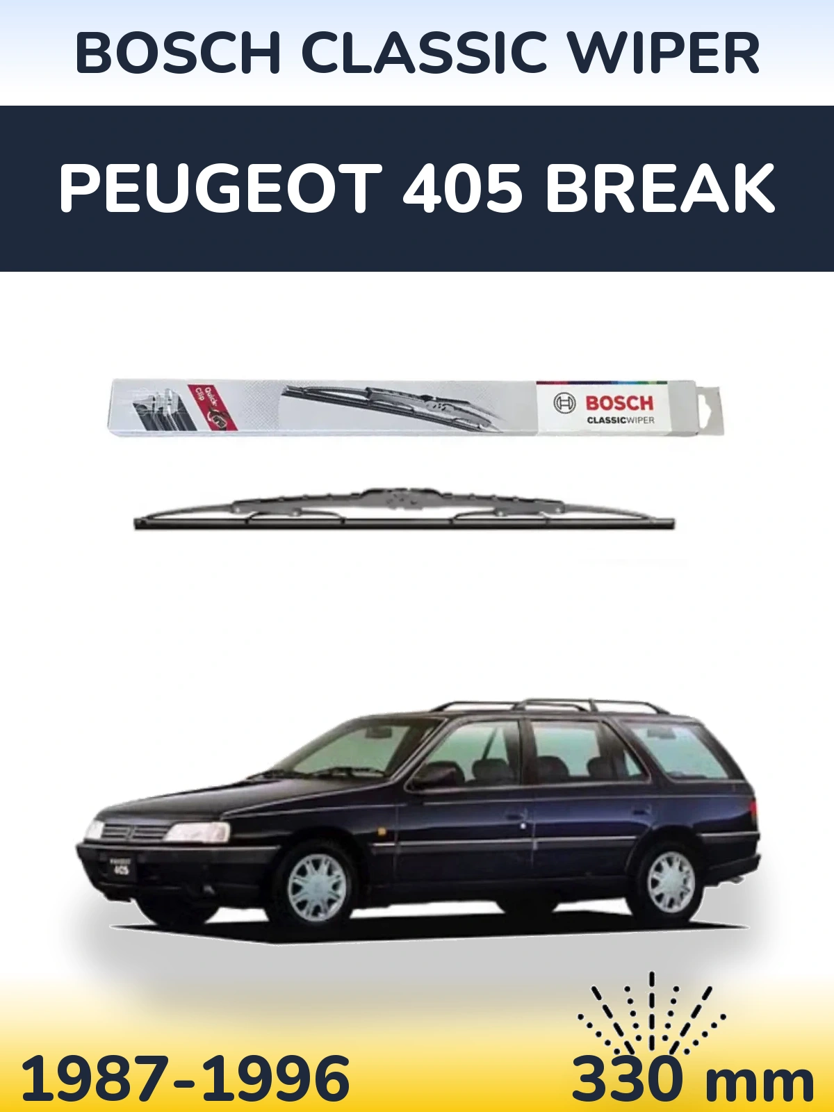 Zadní stěrač BOSCH Classic Wiper 340 mm pro Peugeot 405 Break 1987-1996
