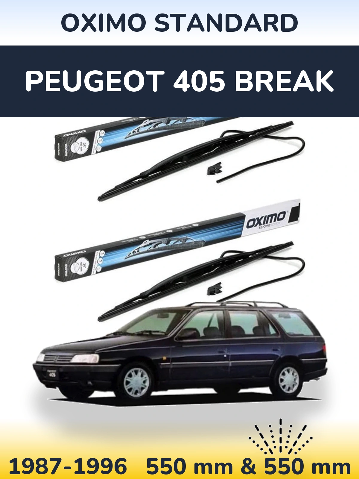 Sada předních stěračů Oximo Standard 550 a 550 mm pro Peugeot 405 Break 1987-1996