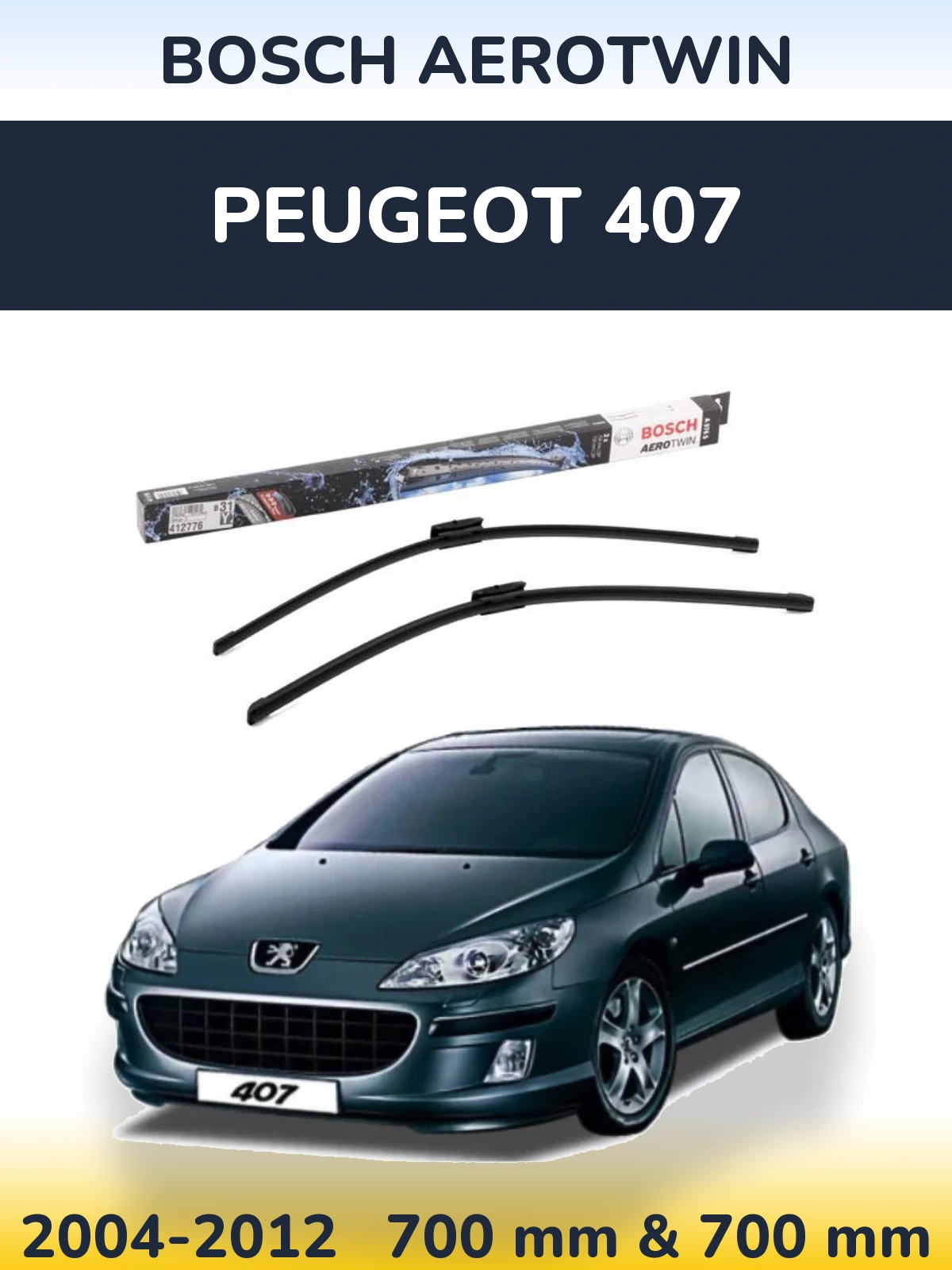 Sada předních stěračů BOSCH AeroTwin 700 a 700 mm pro Peugeot 407 2004-2012