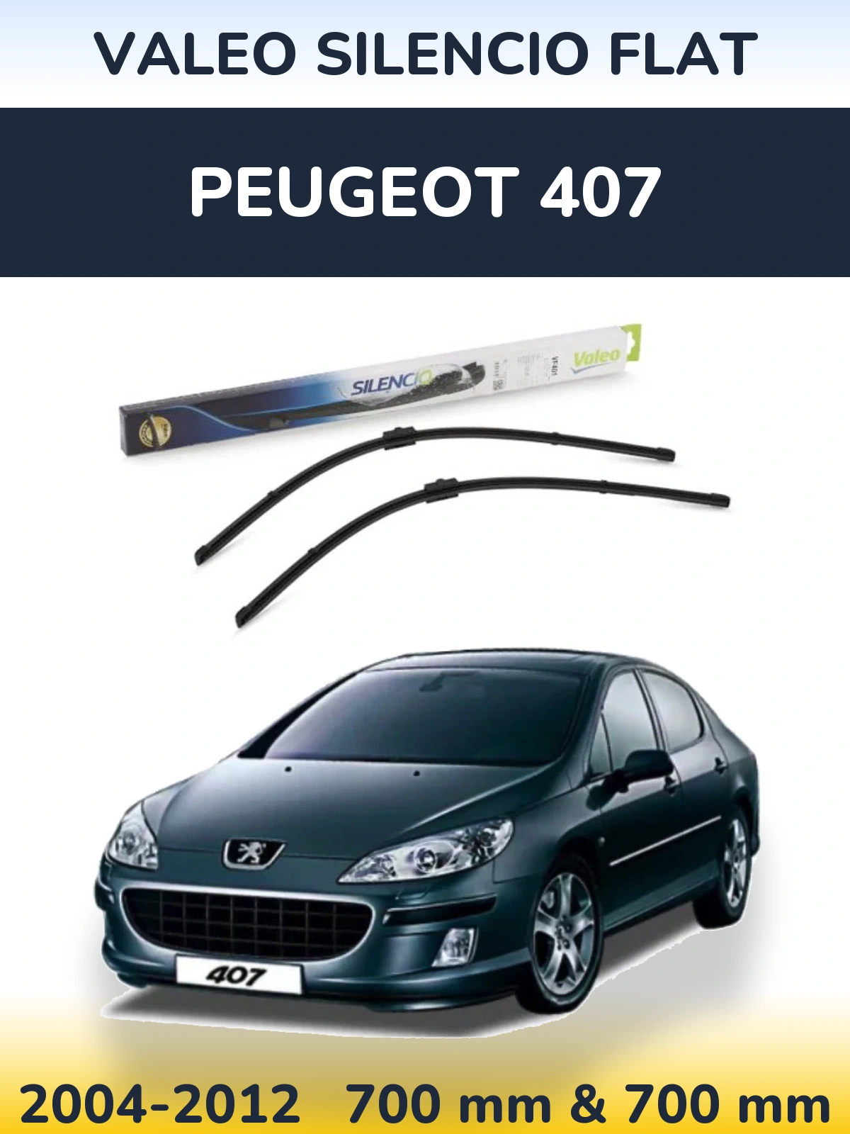 Sada předních stěračů Valeo Silencio Flat 700 a 700 mm pro Peugeot 407 2004-2012