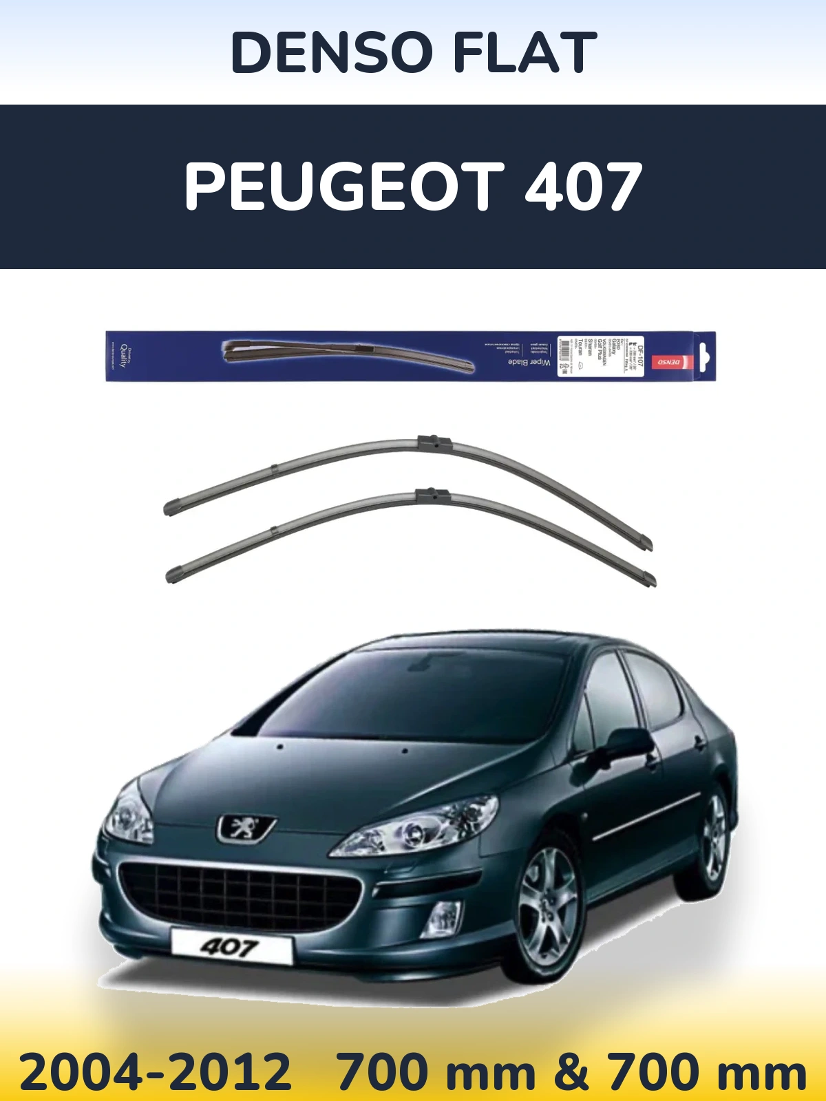 Sada předních stěračů Denso Flat 700 a 700 mm pro Peugeot 407 2004-2012