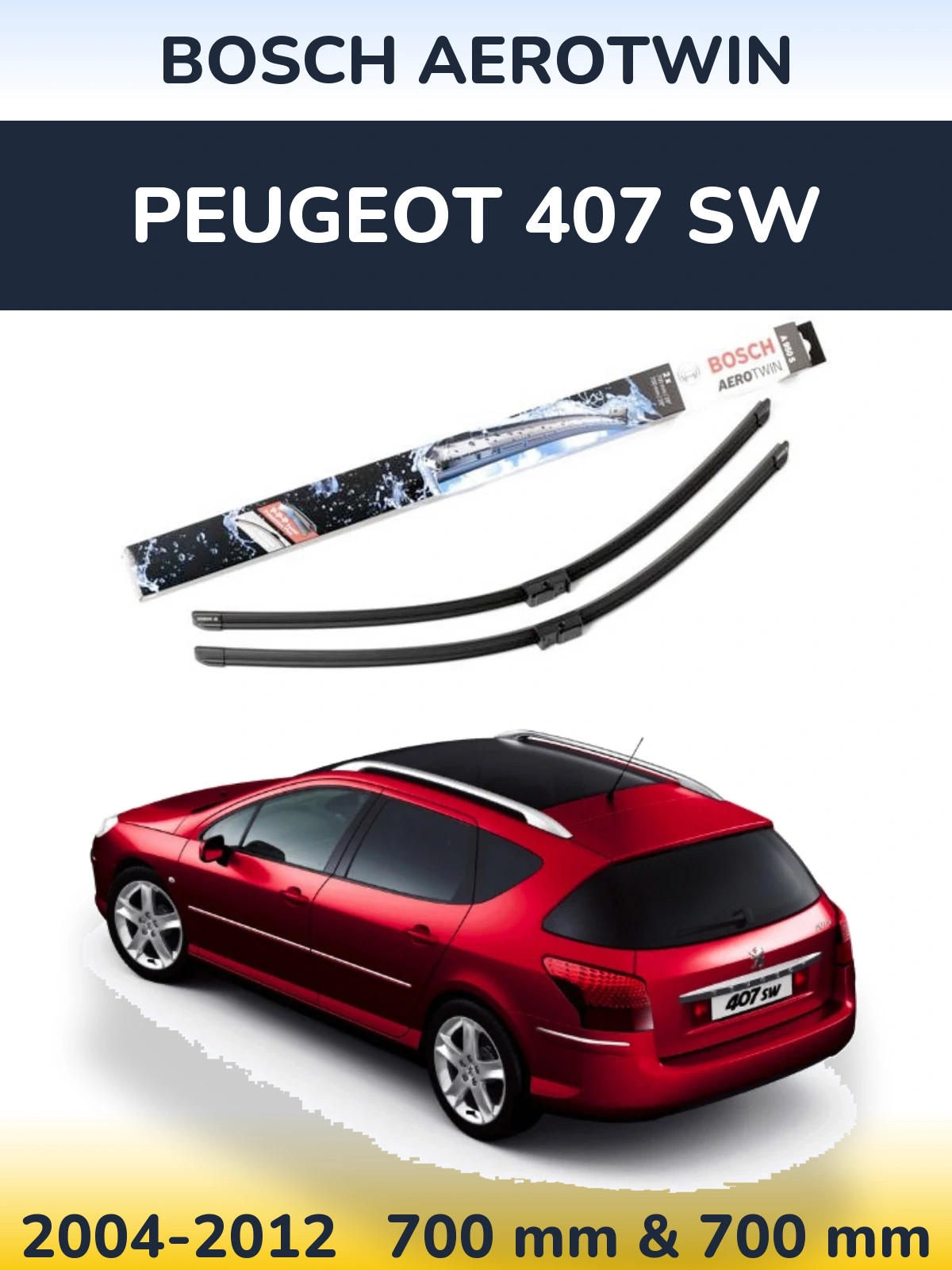 Sada předních stěračů BOSCH AeroTwin 700 a 700 mm pro Peugeot 407 SW 2004-2012