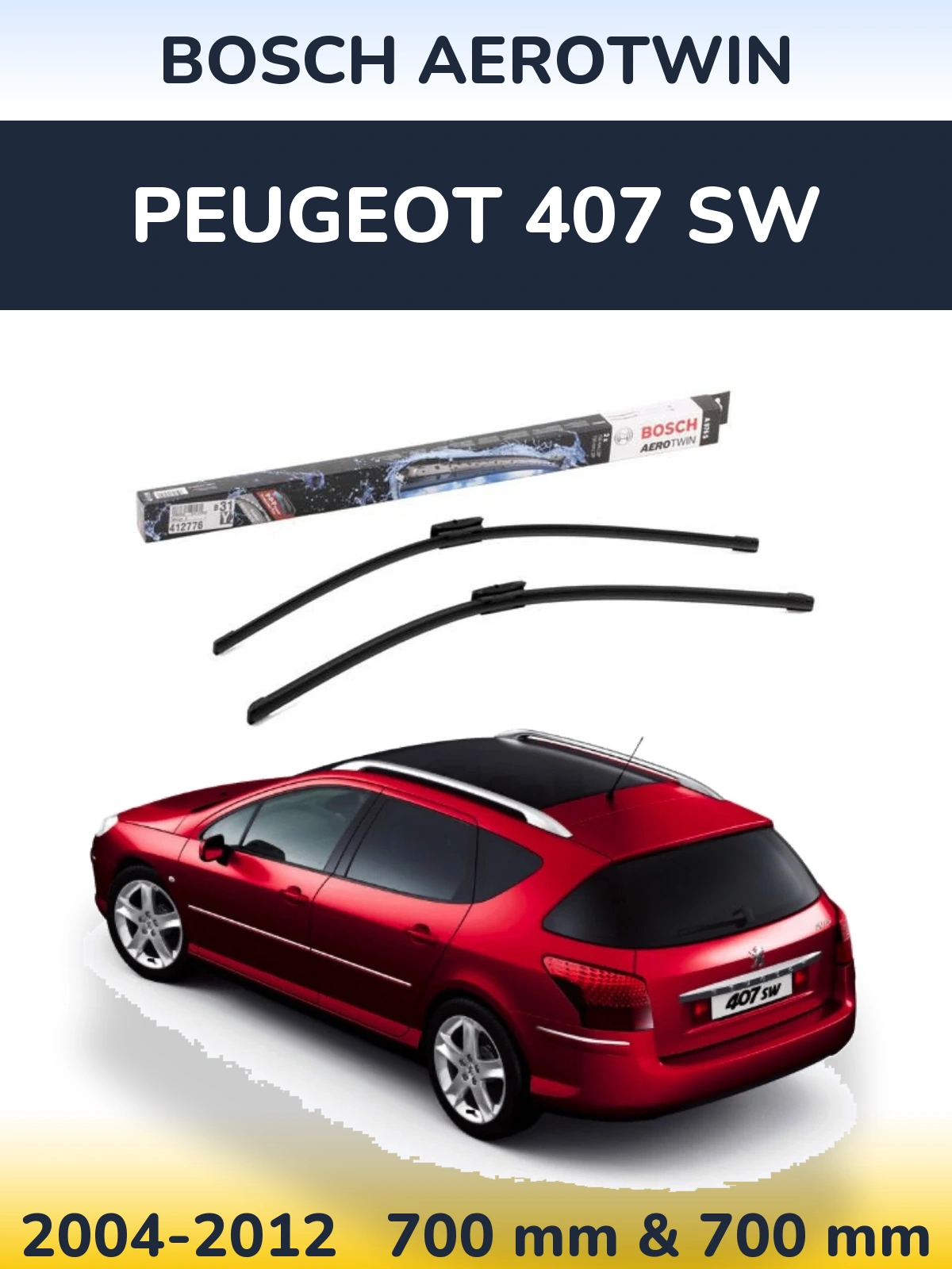 Комплект передніх щіток BOSCH AeroTwin 700 & 700 мм для Peugeot 407 SW 2004-2012