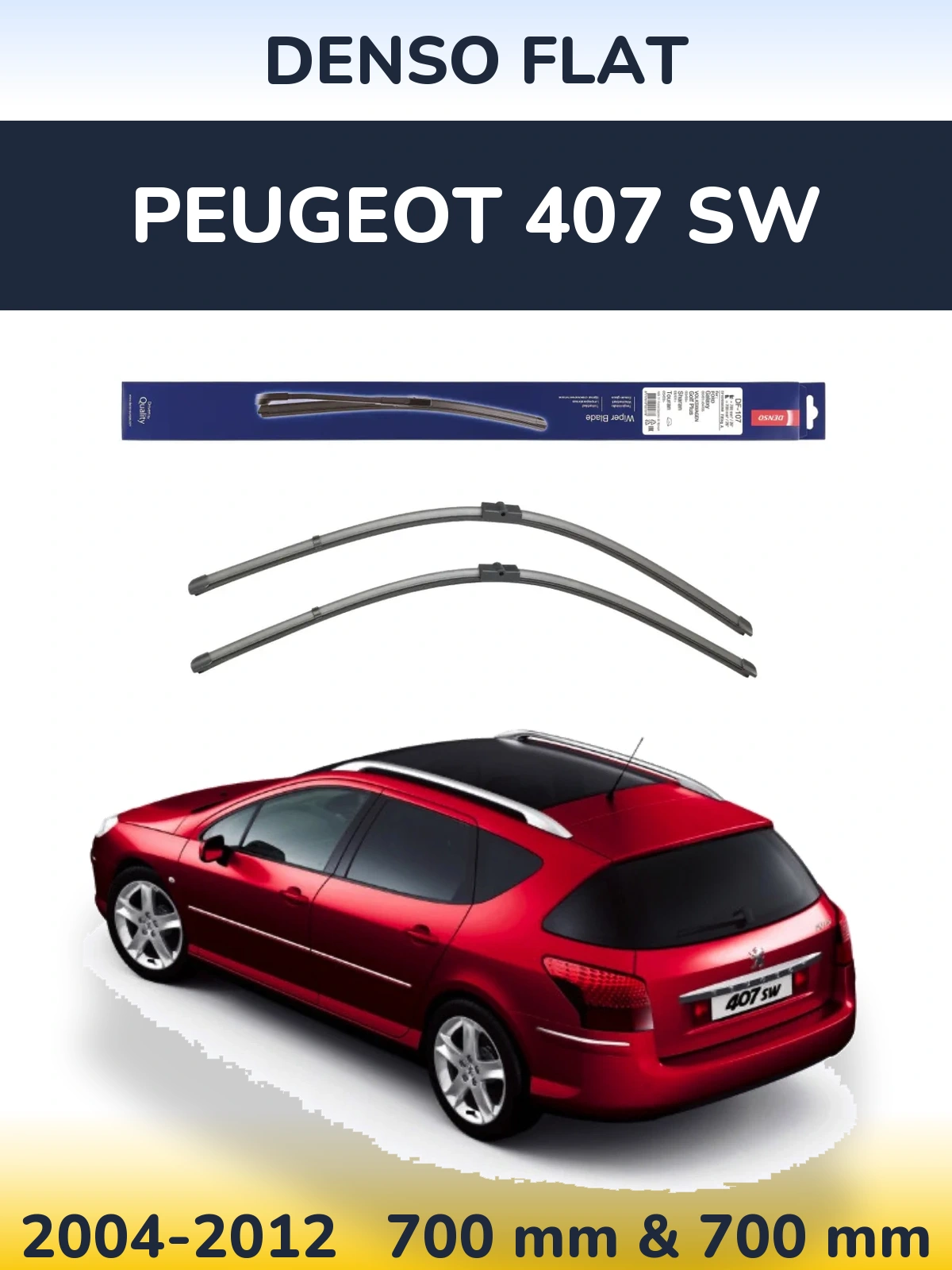 Sada předních stěračů Denso Flat 700 a 700 mm pro Peugeot 407 SW 2004-2012