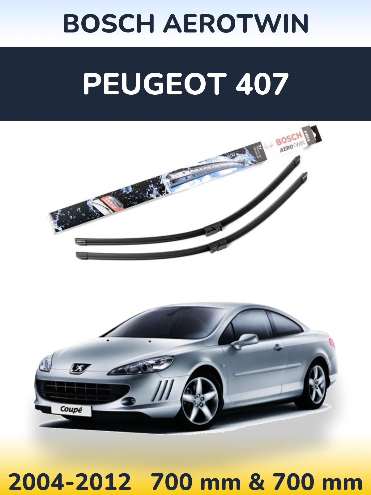 Sada předních stěračů BOSCH AeroTwin 700 a 700 mm pro Peugeot 407 2004-2012