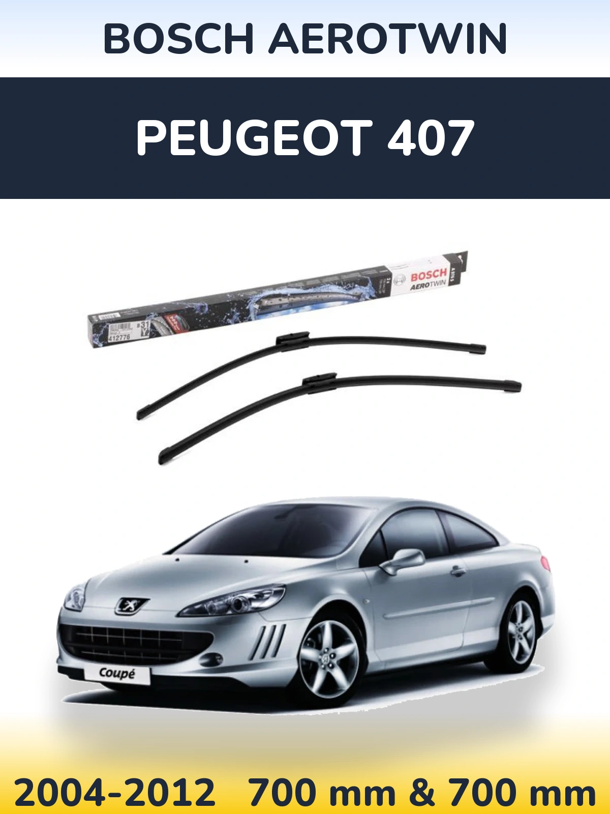 Sada předních stěračů BOSCH AeroTwin 700 a 700 mm pro Peugeot 407 2004-2012