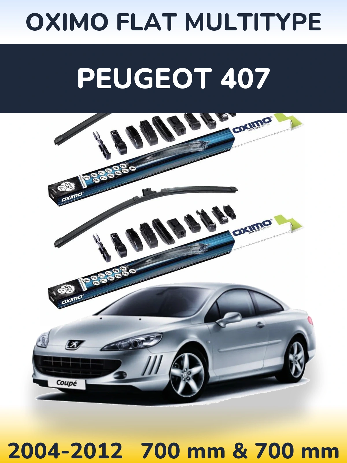 Sada předních stěračů Oximo Flat MultiType 700 a 700 mm pro Peugeot 407 2004-2012