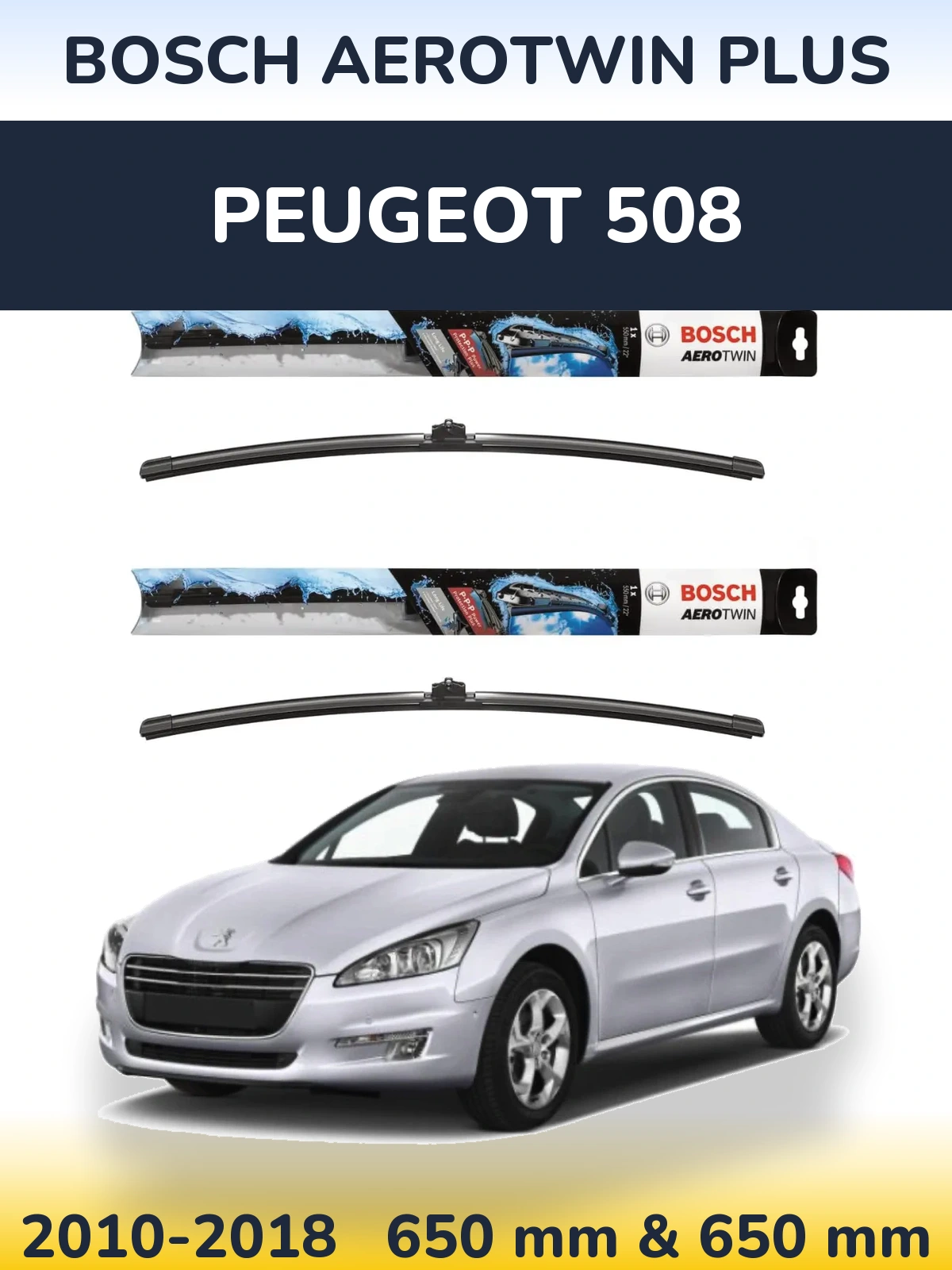 Sada předních stěračů BOSCH AeroTwin Plus 650 a 650 mm pro Peugeot 508 2010-2018