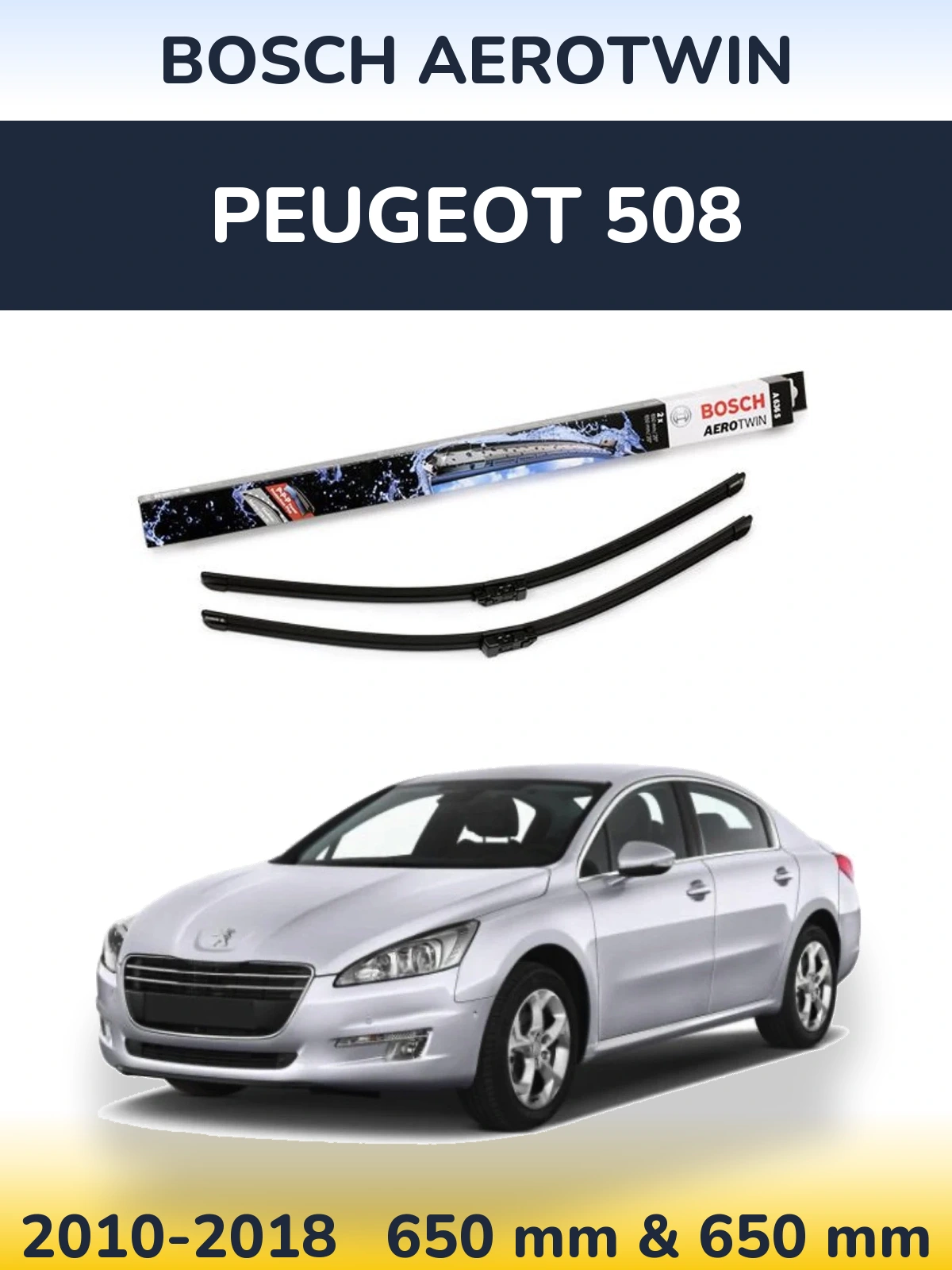 Комплект передніх щіток BOSCH AeroTwin 650 & 650 мм для Peugeot 508 2010-2018