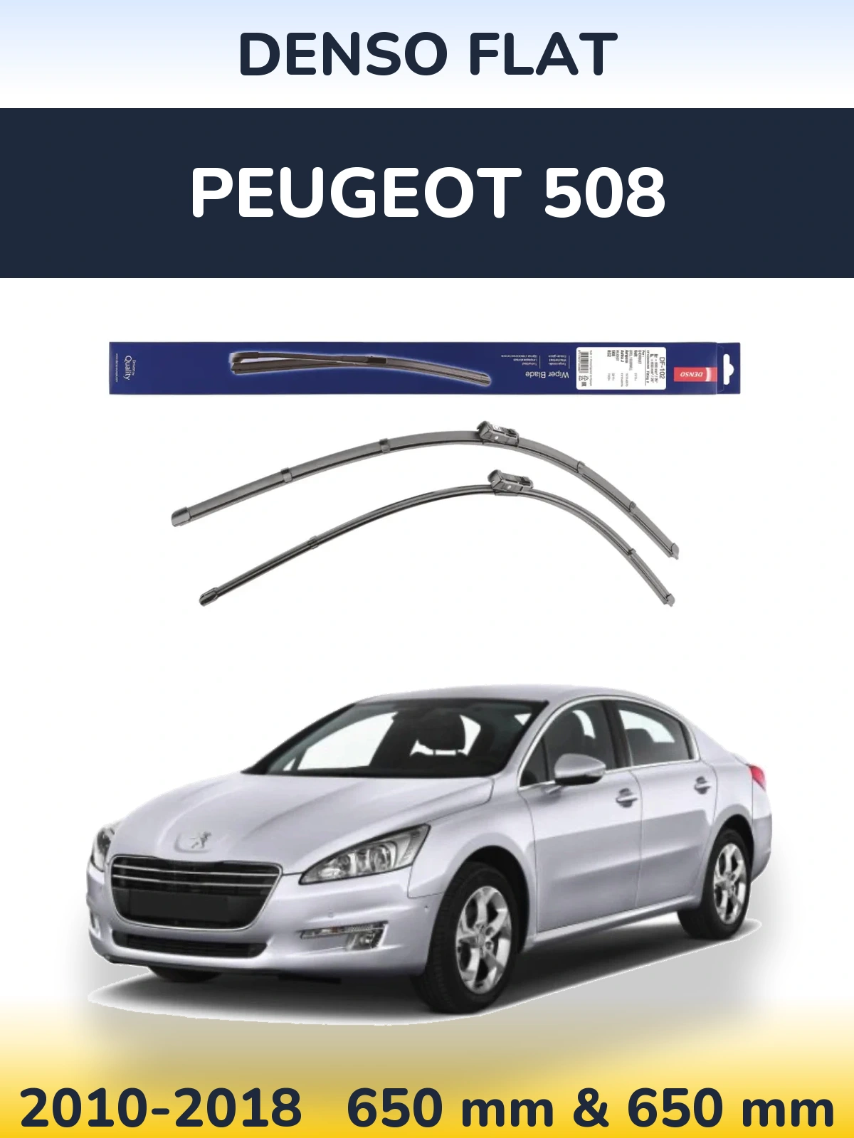 Sada předních stěračů Denso Flat 650 a 650 mm pro Peugeot 508 2010-2018