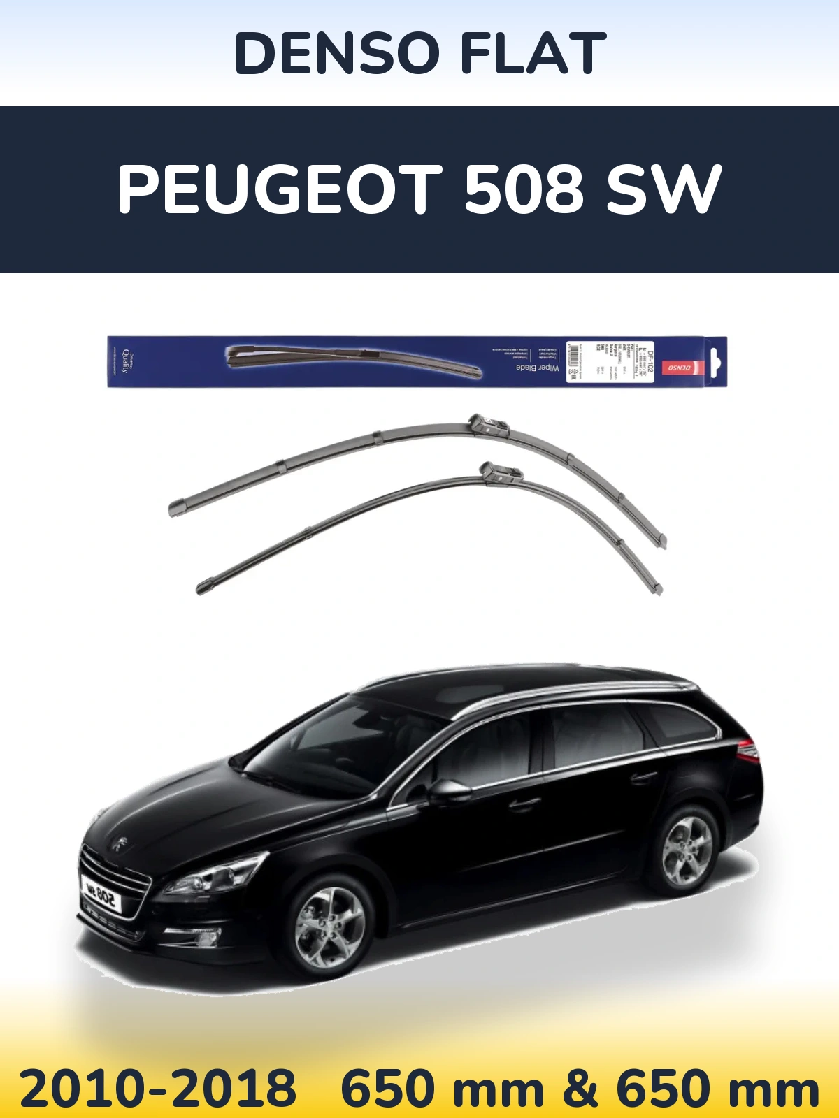 Sada předních stěračů Denso Flat 650 a 650 mm pro Peugeot 508 SW 2010-2018
