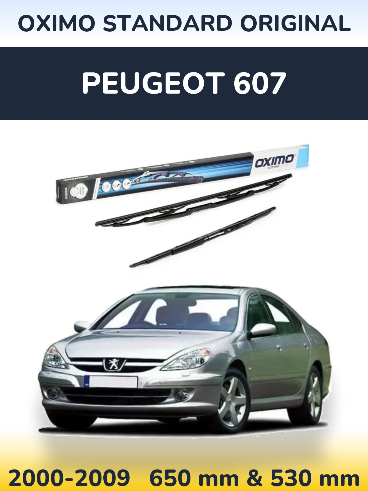 Sada předních stěračů Oximo Standard Original 650 a 550 mm pro Peugeot 607 2000-2009