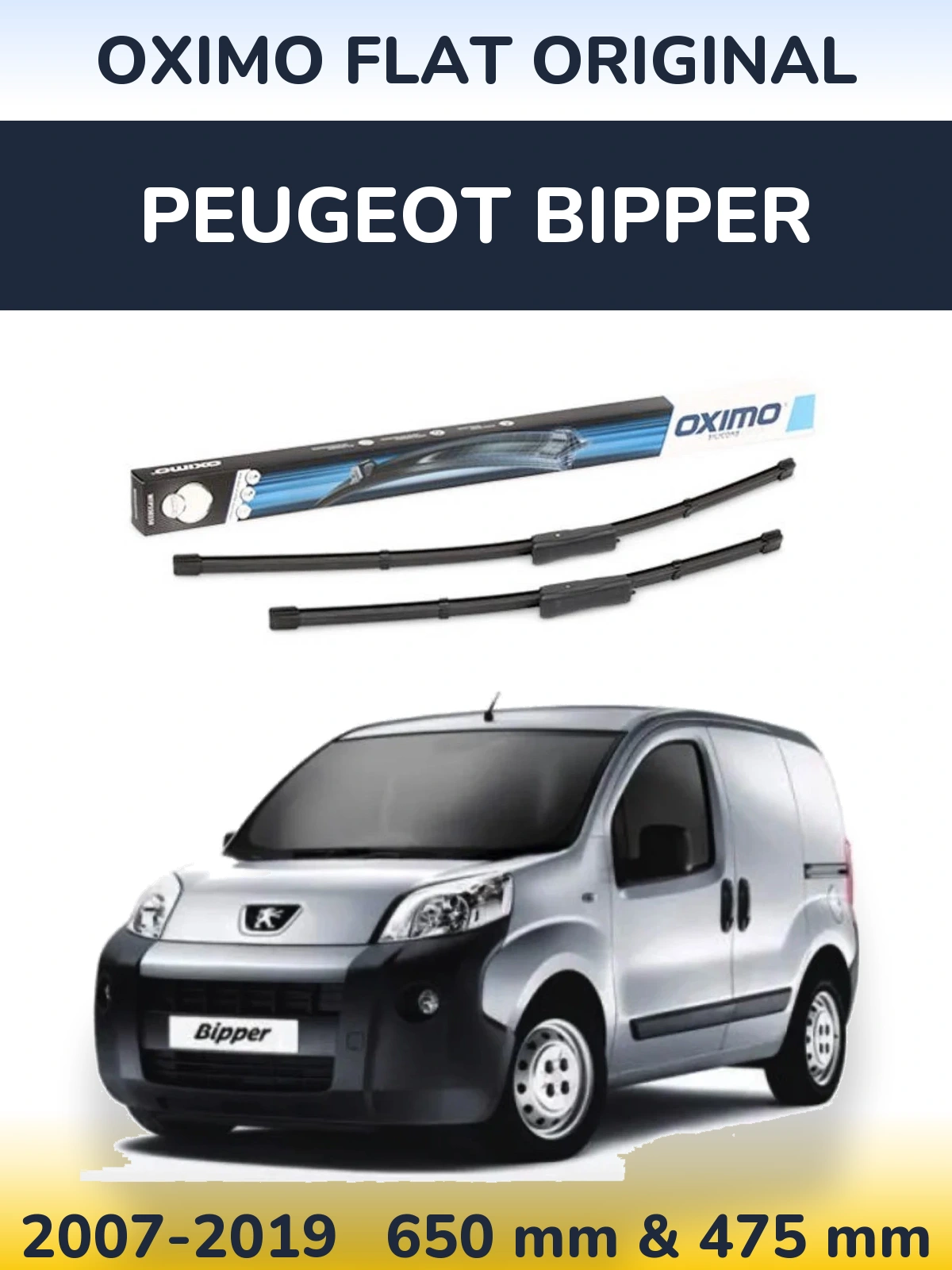 Sada předních stěračů Oximo Flat Original 650 a 475 mm pro Peugeot Bipper 2007-2019