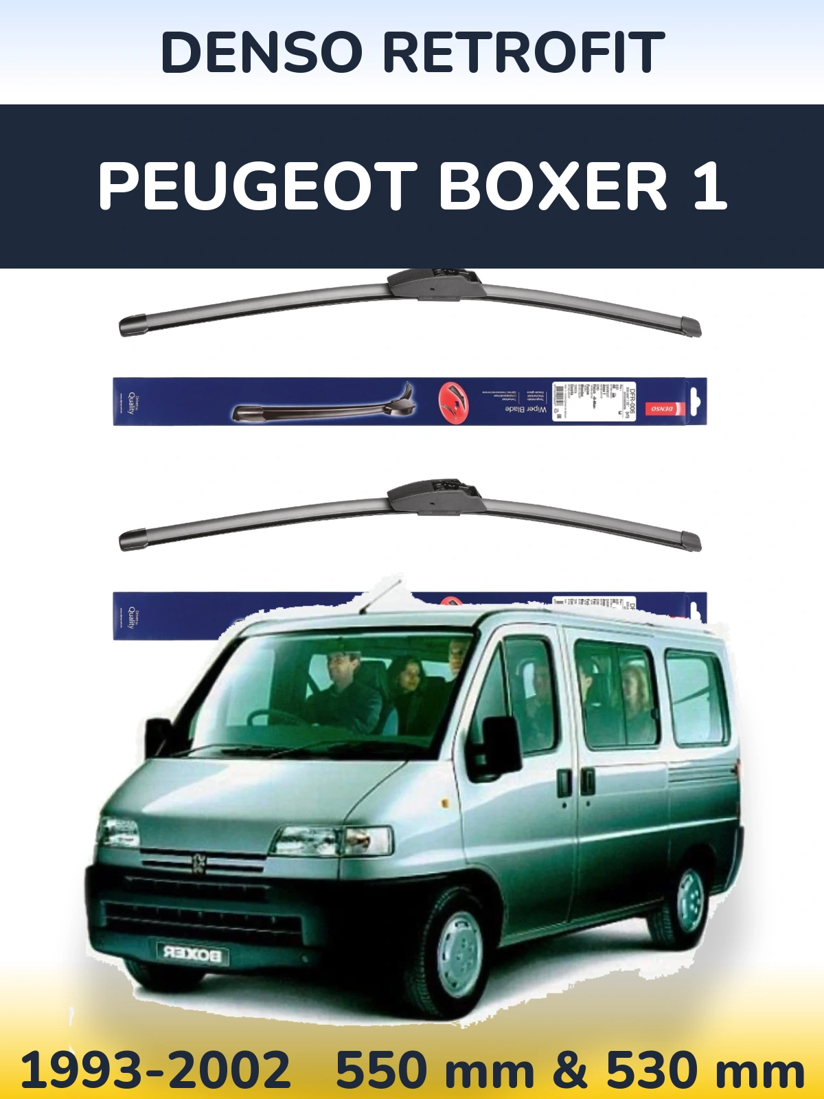Sada předních stěračů Denso Retrofit 550 a 530 mm pro Peugeot Boxer 1 1993-2002