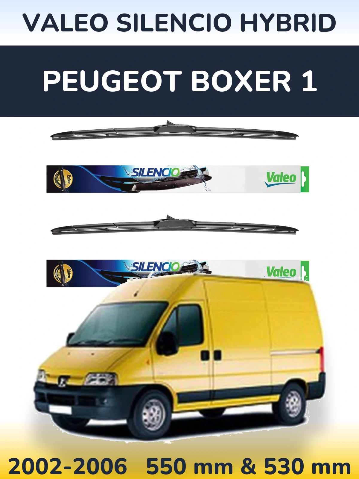 Комплект передніх щіток Valeo Silencio Hybrid 550 & 530 мм для Peugeot Boxer 1 2002-2006