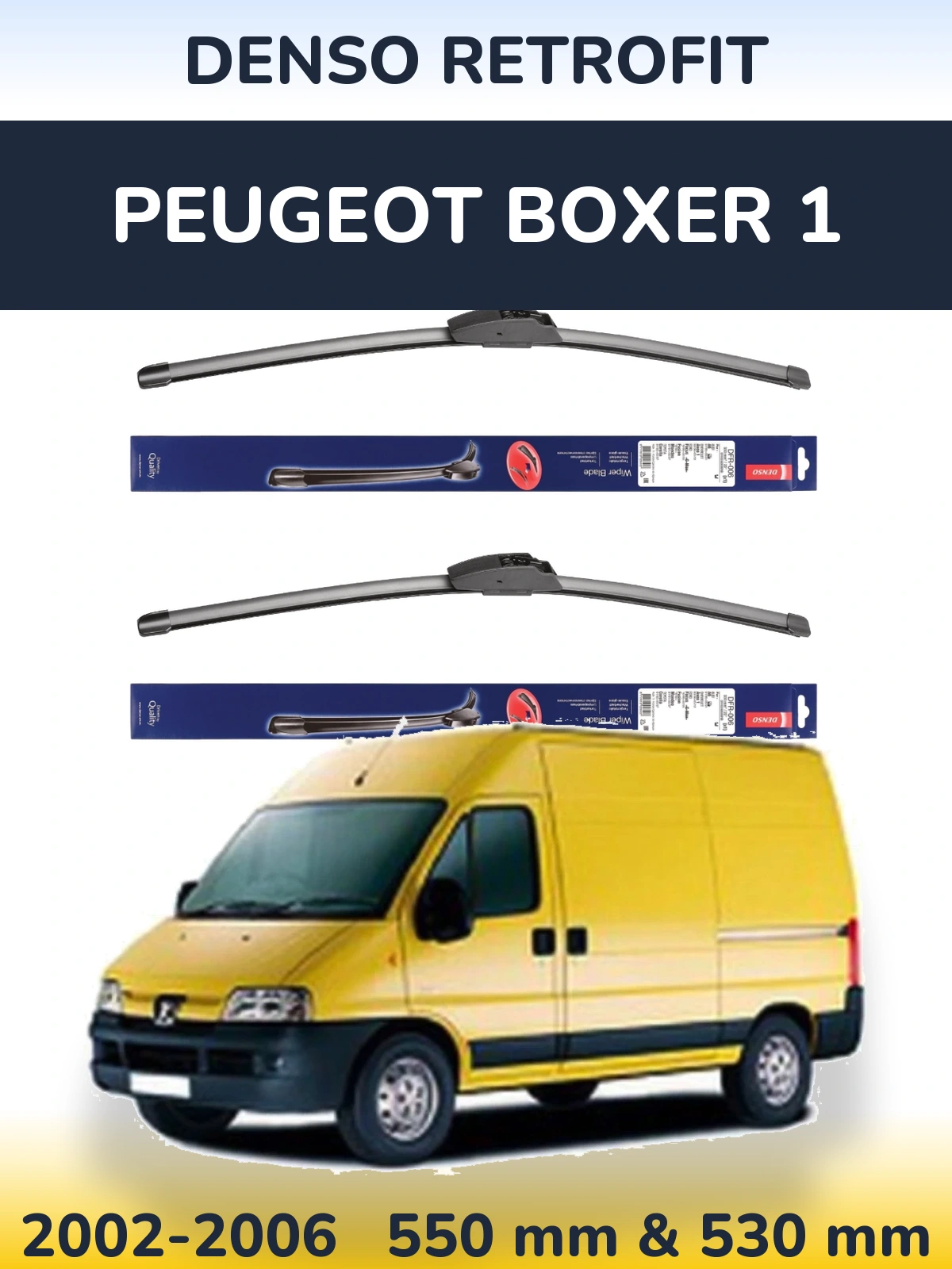 Sada předních stěračů Denso Retrofit 550 a 530 mm pro Peugeot Boxer 1 2002-2006