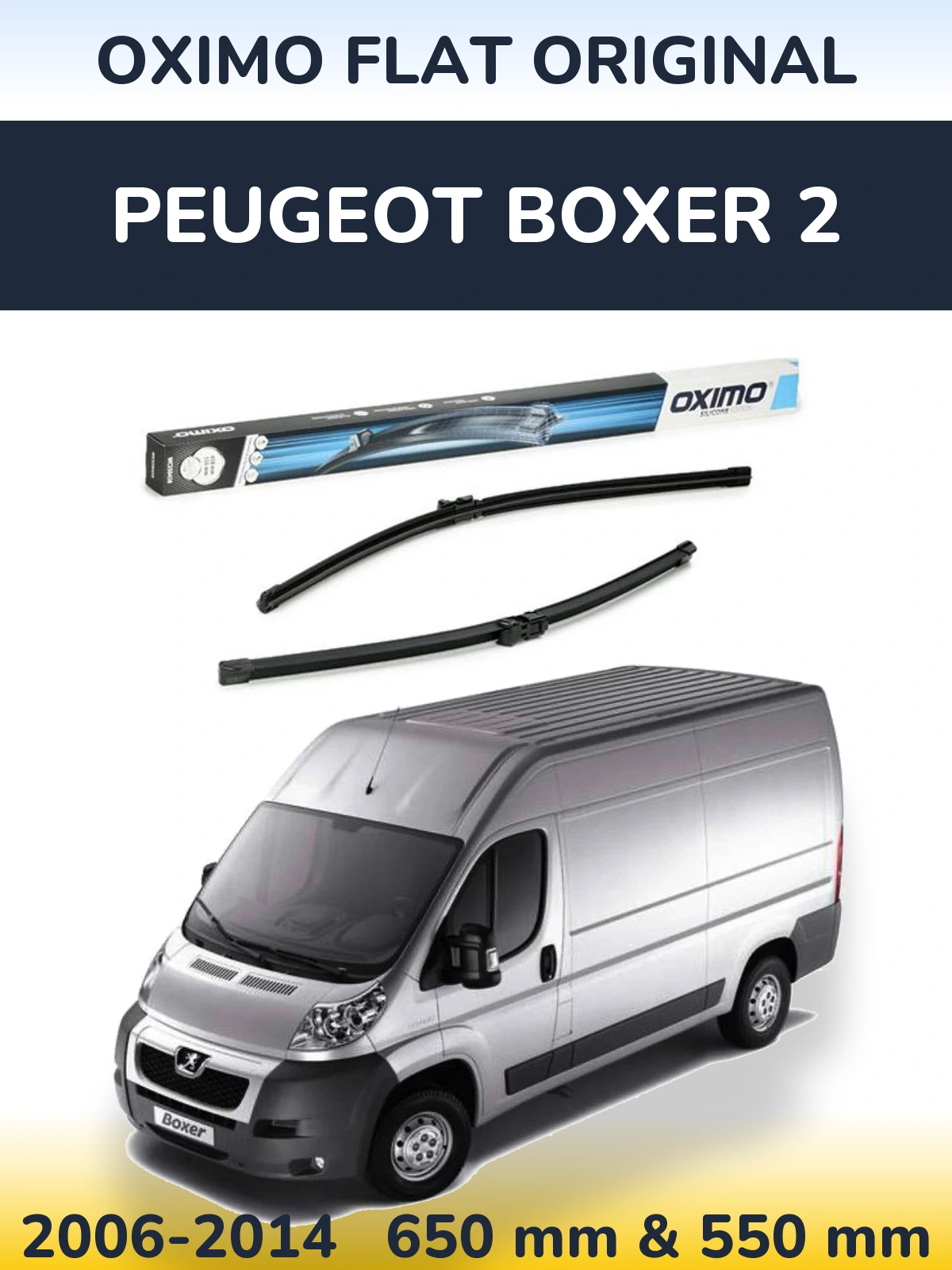 Sada předních stěračů Oximo Flat Original 650 a 550 mm pro Peugeot Boxer 2 2006-2014