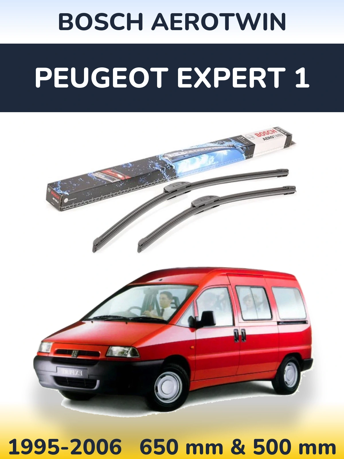 Комплект передніх щіток BOSCH AeroTwin 650 & 500 мм для Peugeot Expert 1 1995-2006
