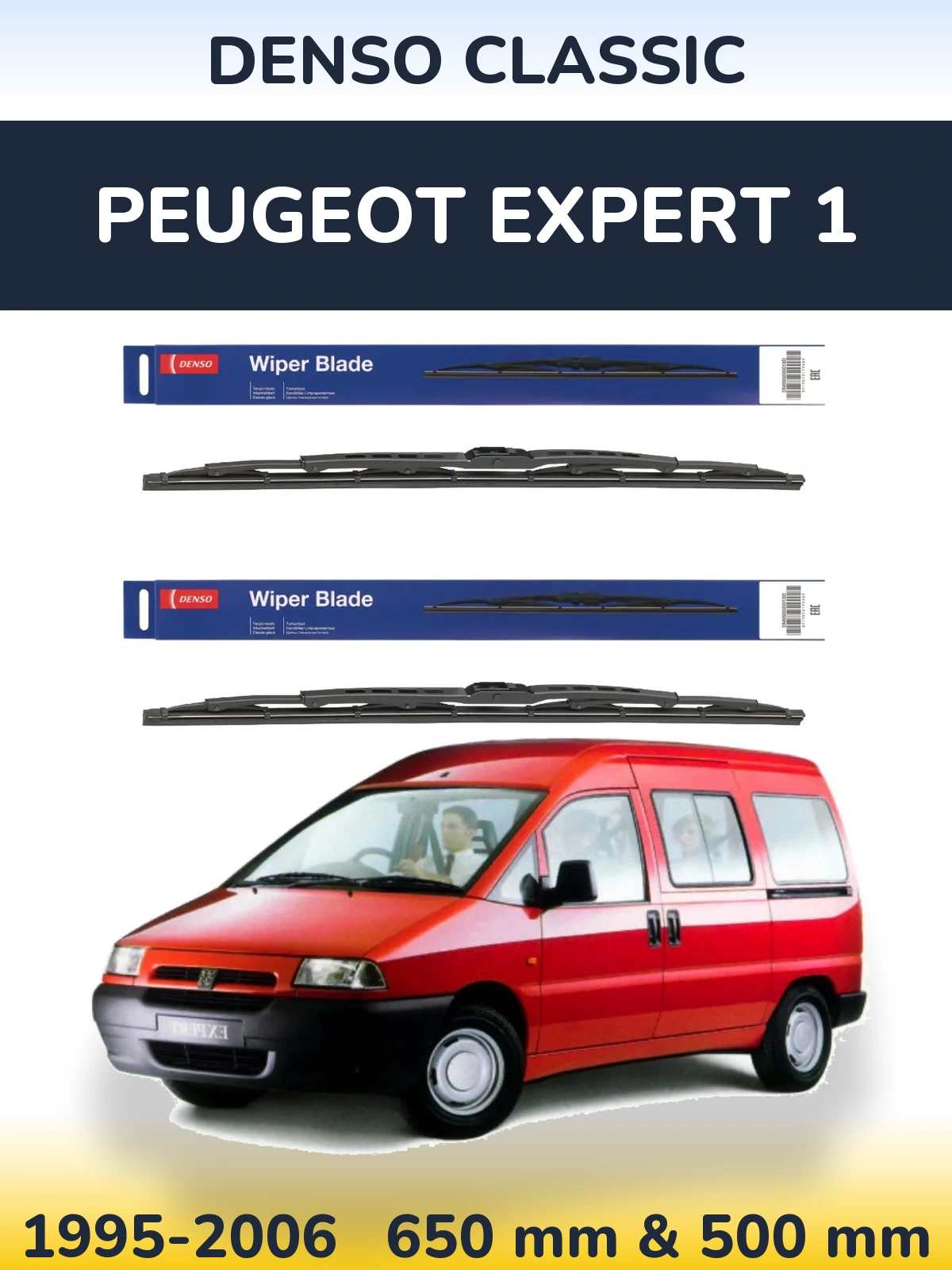Sada předních stěračů Denso Classic 650 a 500 mm pro Peugeot Expert 1 1995-2006
