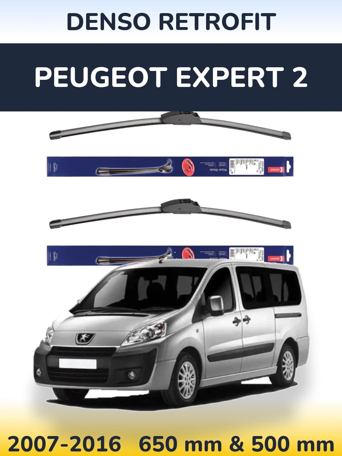 Sada předních stěračů Denso Retrofit 650 a 500 mm pro Peugeot Expert 2 2007-2016