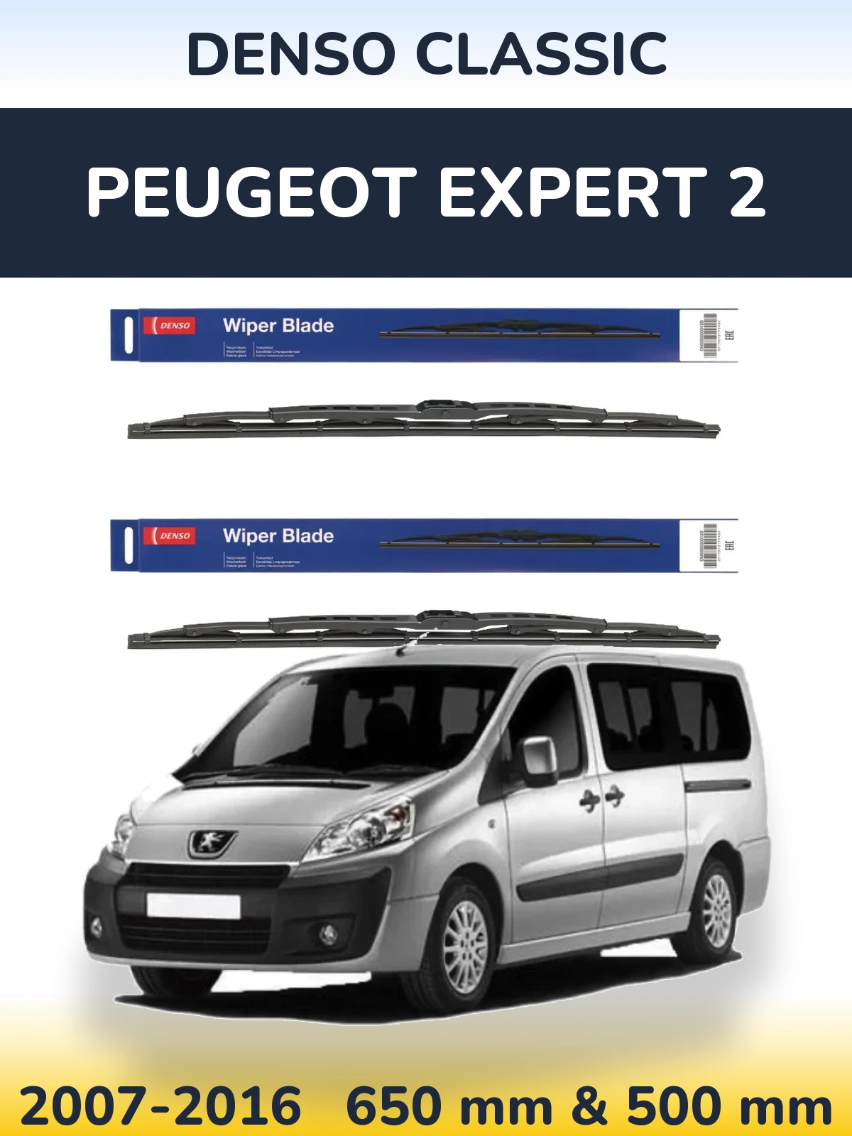 Sada předních stěračů Denso Classic 650 a 500 mm pro Peugeot Expert 2 2007-2016