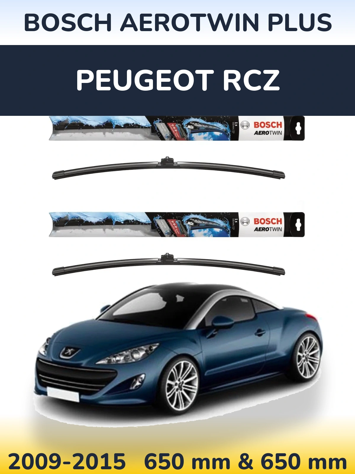 Sada předních stěračů BOSCH AeroTwin Plus 650 a 650 mm pro Peugeot RCZ 2009-2015