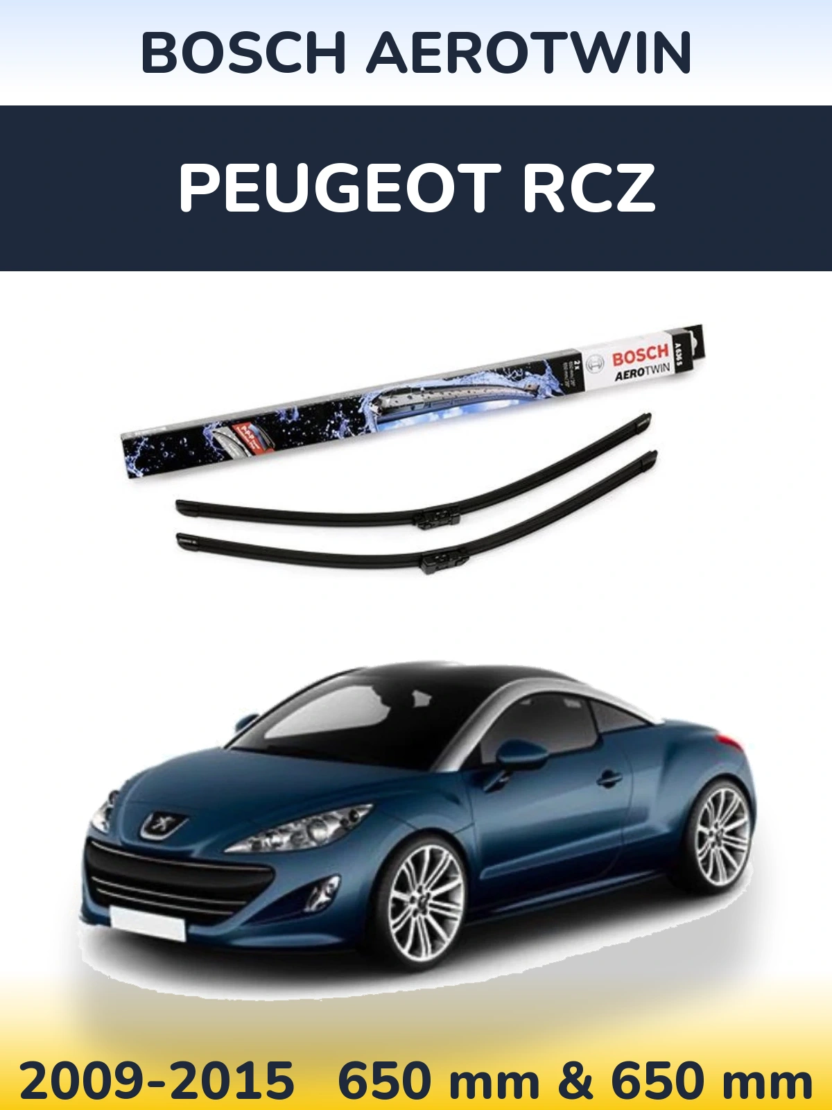 Sada předních stěračů BOSCH AeroTwin 650 a 650 mm pro Peugeot RCZ 2009-2015