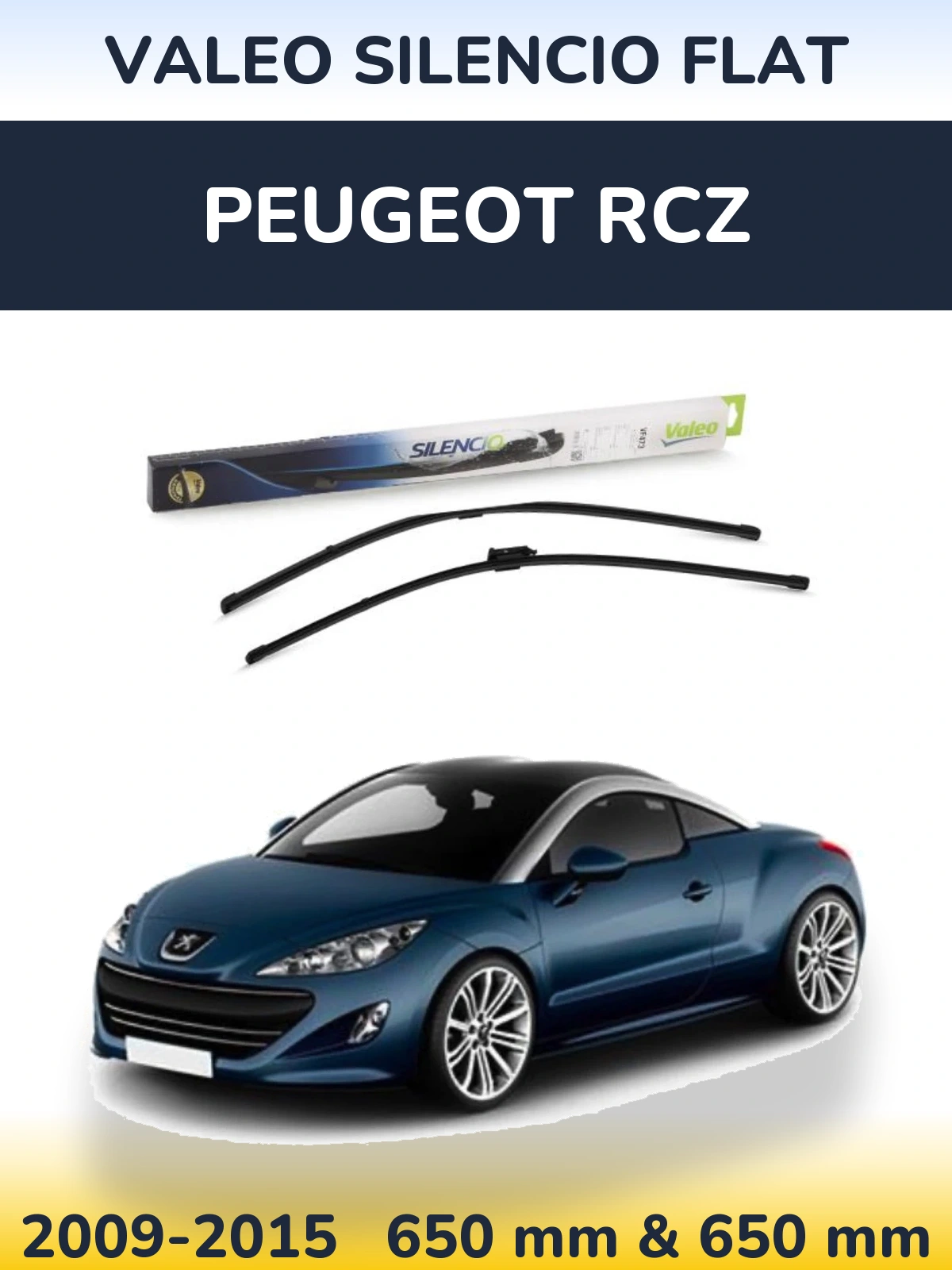 Sada předních stěračů Valeo Silencio Flat 650 a 650 mm pro Peugeot RCZ 2009-2015