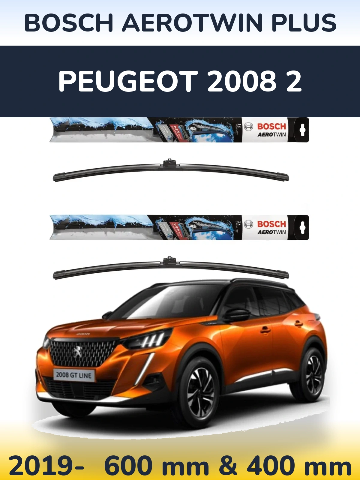 Sada předních stěračů BOSCH AeroTwin Plus 600 a 400 mm pro Peugeot 2008 2 2019-2026