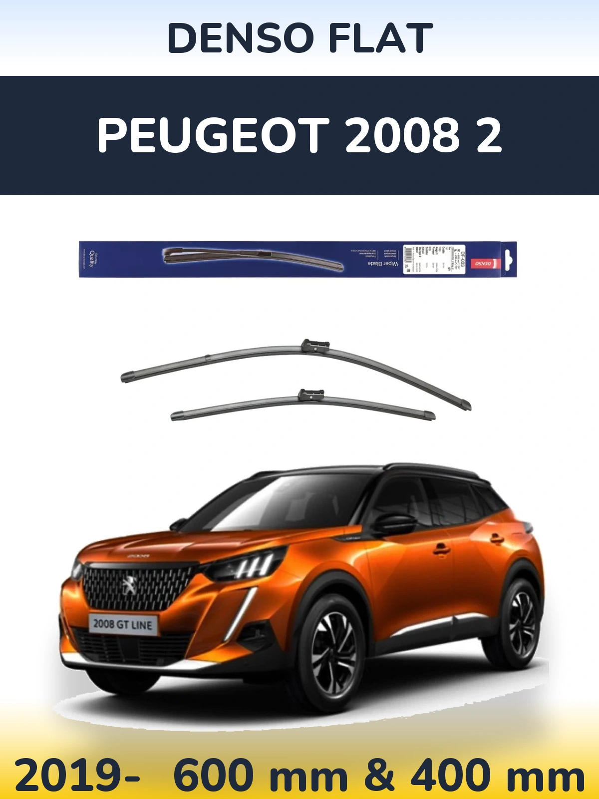 Sada předních stěračů Denso Flat 600 a 400 mm pro Peugeot 2008 2 2019-2026